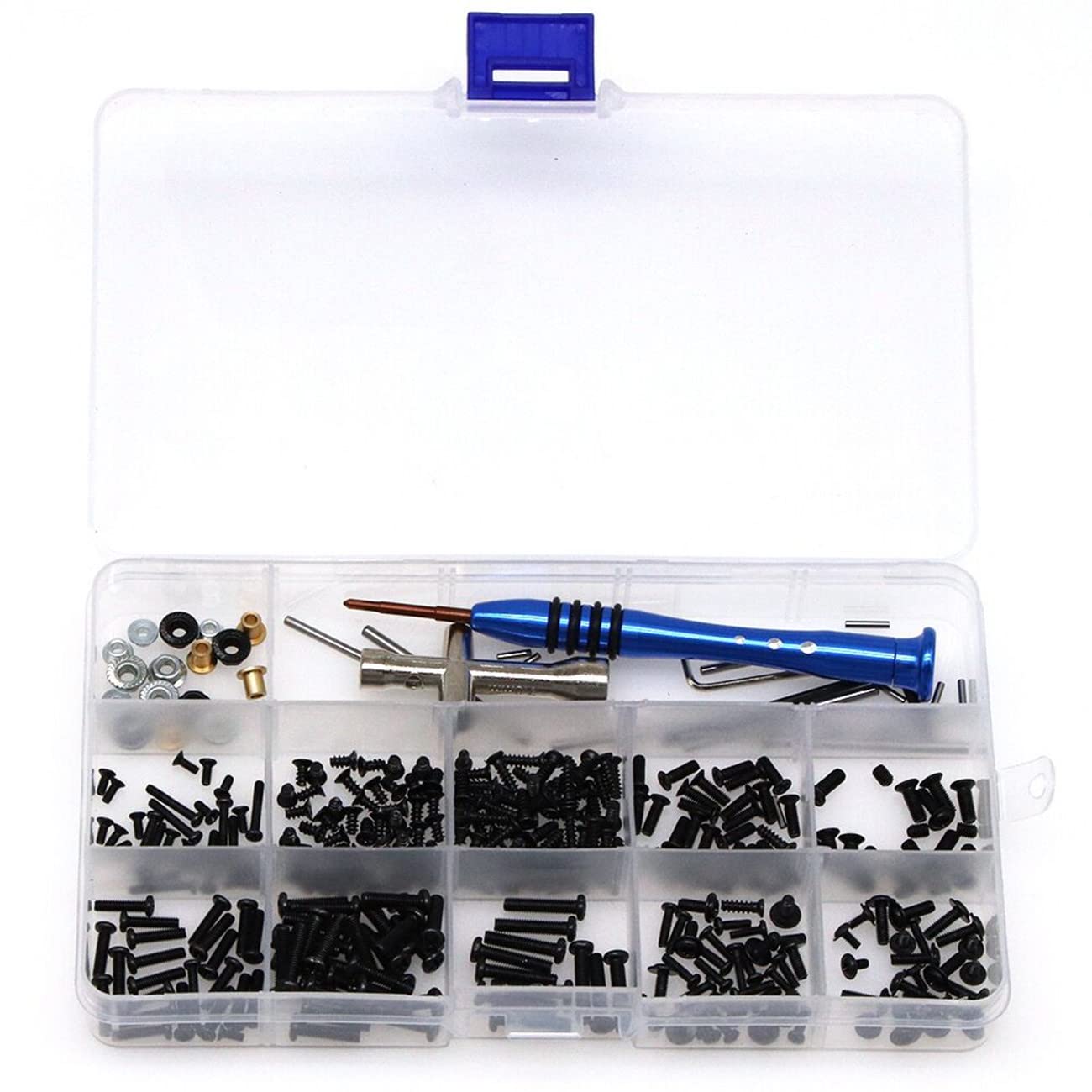 Premium RC Screws Kit - M2 M2.5 M3 Screw Fastener Set with Repair Tools for WLtoys 144001 124018 124019 1/14 Scale RC Cars - Durable Black Hardware for Maintenance & Upgrades - Perfect for Drift Racing, Off-Road Bashing & DIY Repairs