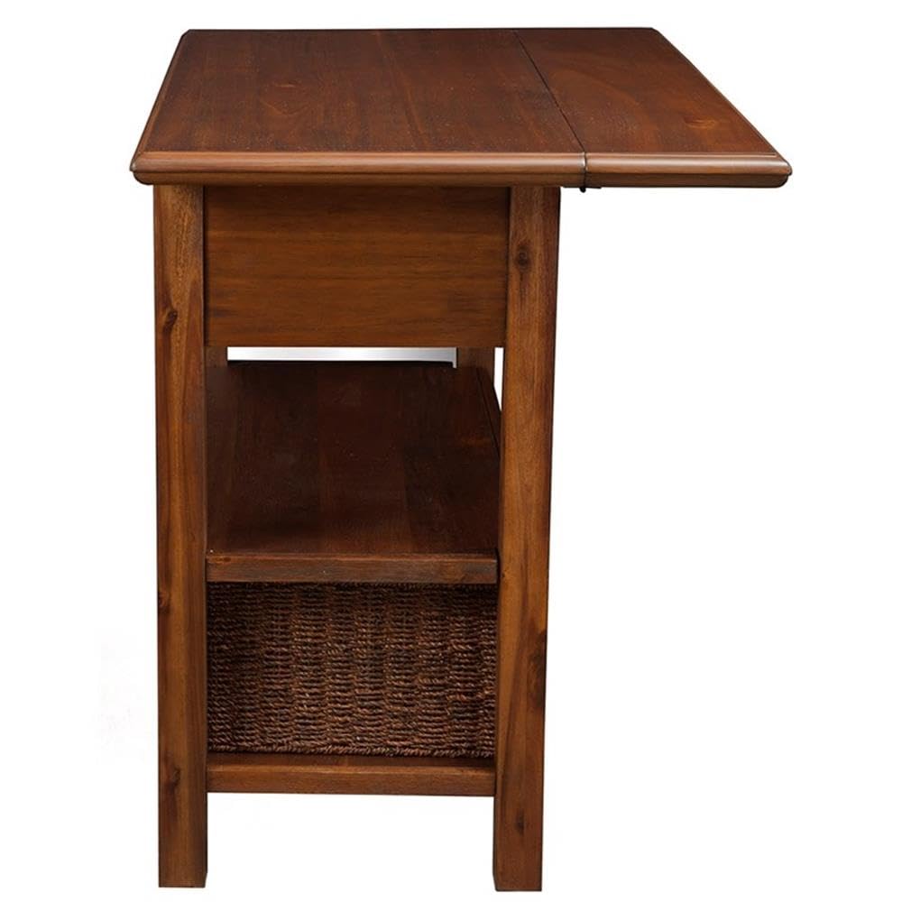 Alpine Furniture Caldwell Wood Kitchen Cart in Antique Cappuccino Brown - Portable Kitchen Island with Wheels for Small Spaces, Perfect for Dining Room, Pantry or Outdoor Entertaining
