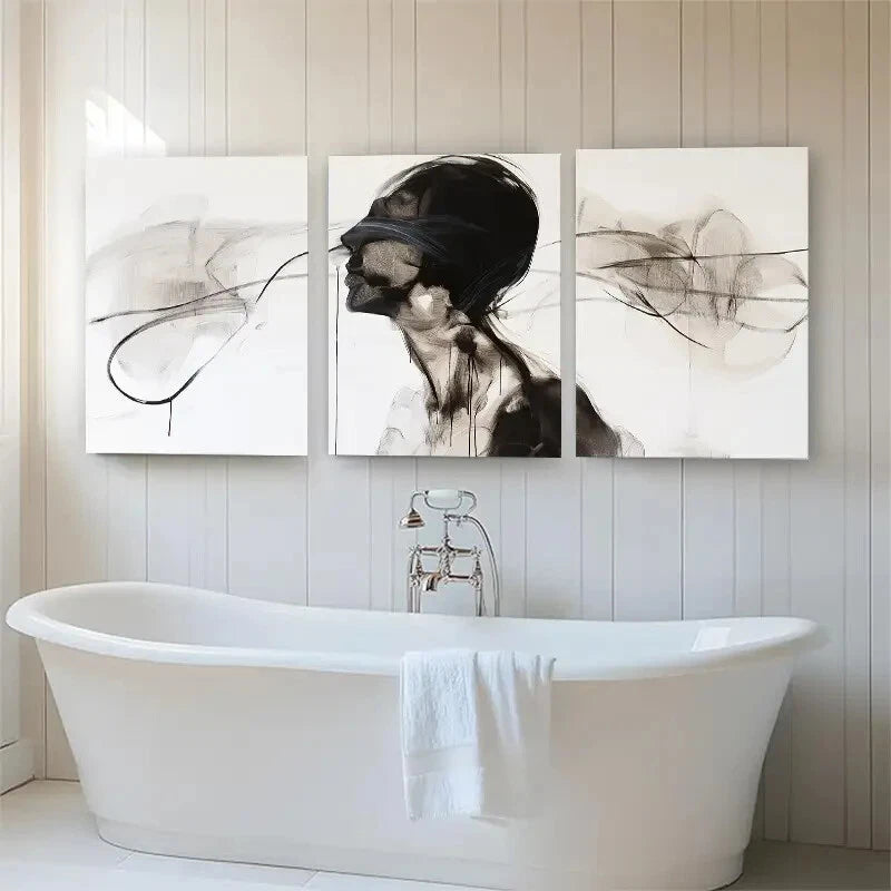 3-Piece Abstract Black & White Human Form Wall Art Set - Framed Canvas 60x90cm | High Quality Print | 100% Australian Made | Ready to Hang | Perfect for Living Room, Bedroom & Office Decor