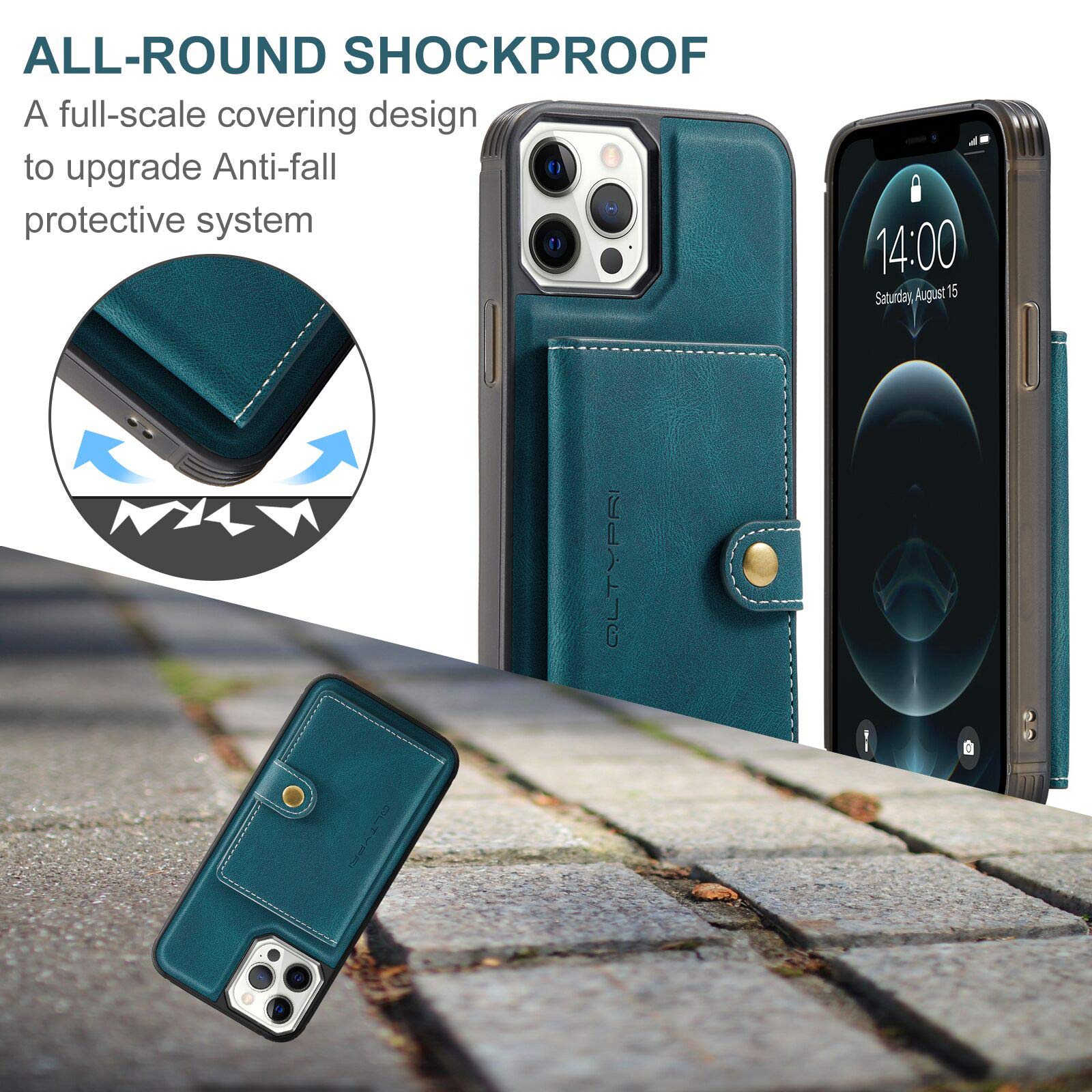 Premium PU Leather Wallet Case for iPhone 12 Pro Max with Magnetic Detachable Card Slot, Kickstand & Shockproof Protection - Brown | Perfect for Credit Card Storage, Hands-Free Viewing & Car Mount Use