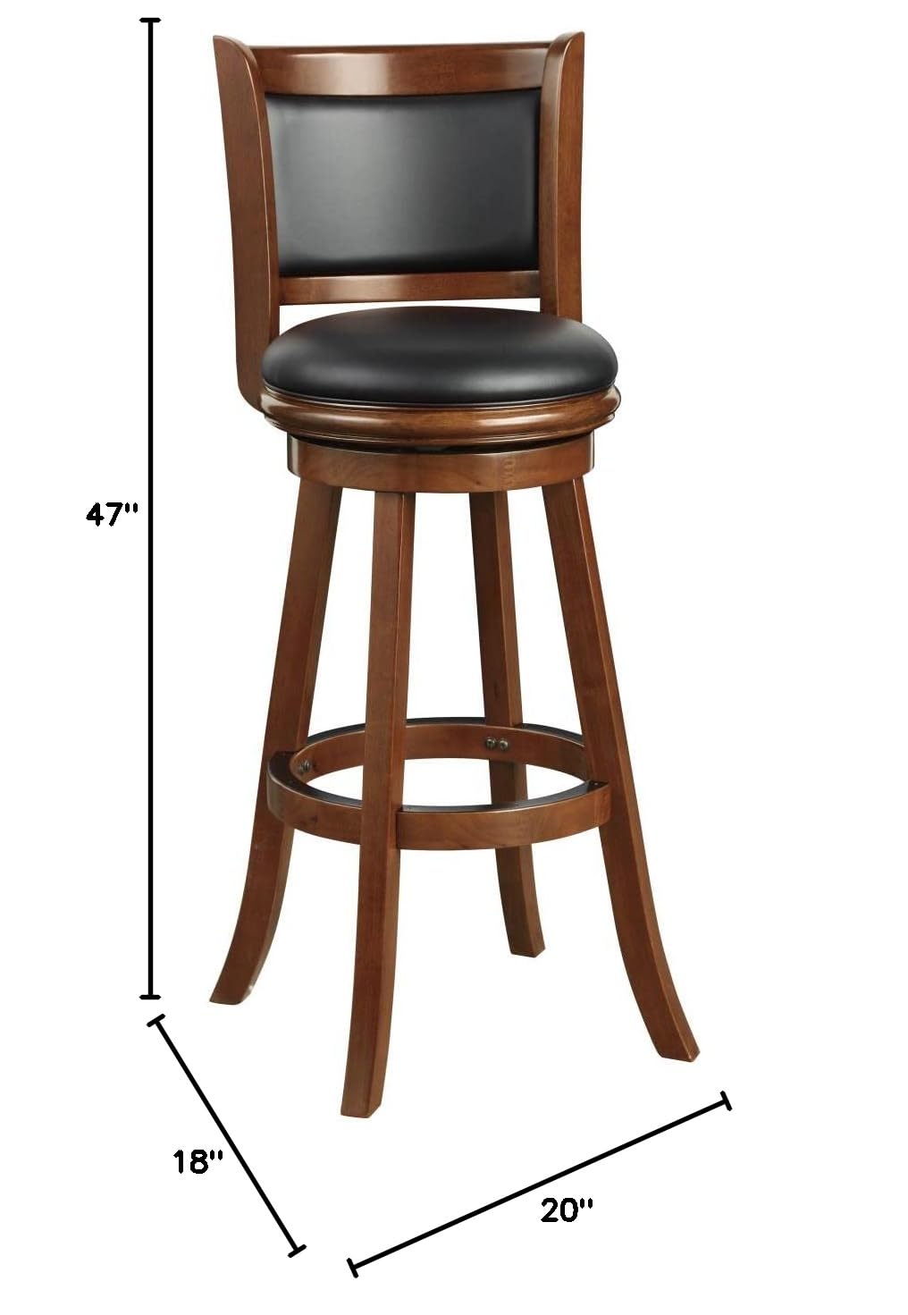 Boraam Augusta 34-Inch Extra Tall Swivel Bar Stool - Cherry Finish, Single Bar Stool for Kitchen Island, Breakfast Nook & Home Bar - Comfortable & Durable Counter Height Stool (1-Pack)