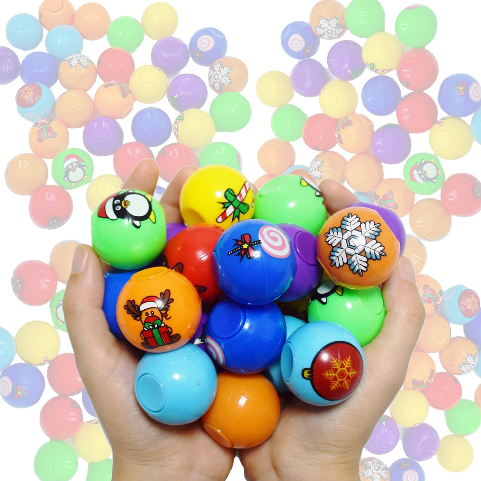 24 Pcs Christmas Mini Fidget Spinners Ball Toys for Kids & Adults - Stress Relief Sensory Toys for Stocking Stuffers, Pinata Fillers, Party Favors, Classroom Rewards & Holiday Gifts (Great for ADHD, Anxiety & Focus)