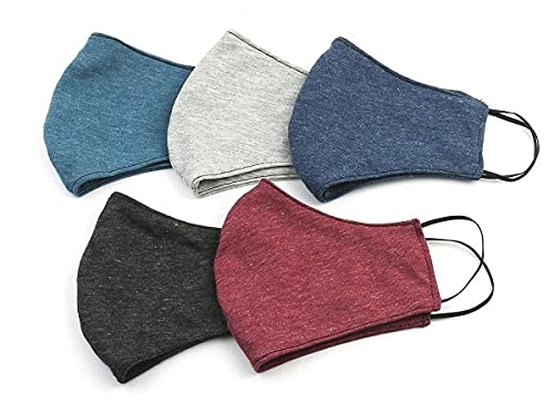 Looms & Threads Handmade 4-Ply Cloth Face Mask with Wide Coverage & Inverted V Cut - Reusable, Washable (3 Pack) for Men, Women & Kids - Perfect for Daily Use, Travel & Outdoor Activities