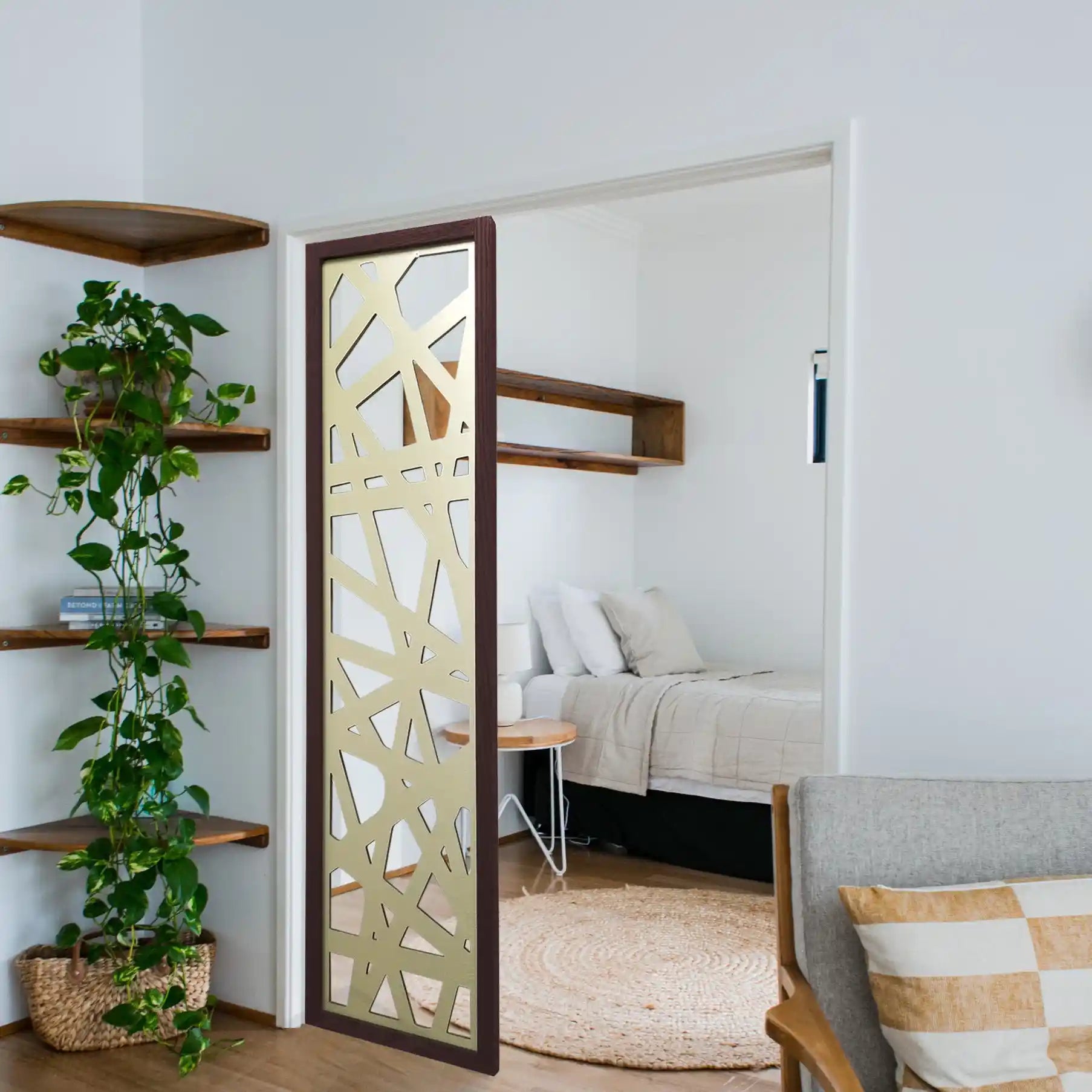 Custom Gold Privacy Partition Panels - Elegant Room Divider for Home & Office Privacy - Perfect for Bedrooms, Living Rooms, and Workspaces
