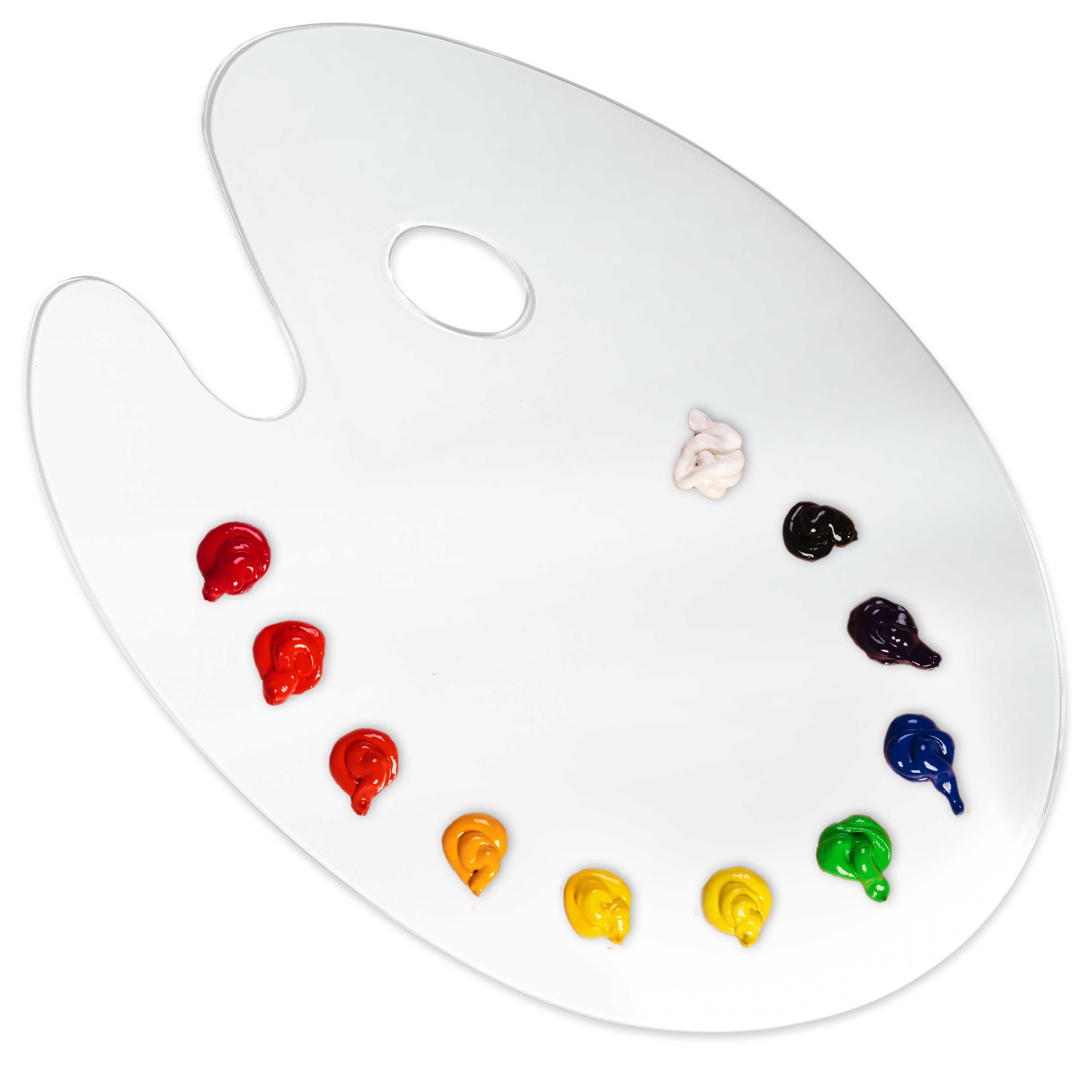 U.S. Art Supply 11.8 x 15.8 Inch Clear Oval Acrylic Painting Palette - Plastic Artist Paint Mixing Tray for Oil, Watercolor & Acrylic Paints - Perfect for Studio, Classroom & Outdoor Art Projects