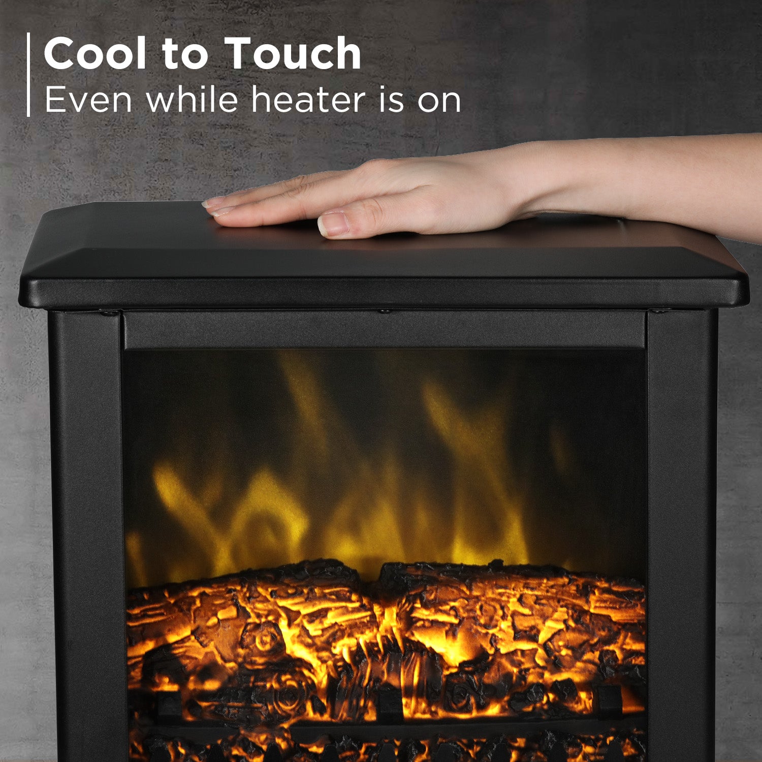Suburbs TS17 Electric Fireplace Stove Heater - 1500W Portable Space Heater with Realistic Flame Effect for Home, Office & Bedroom | Indoor Heating Solution for Winter