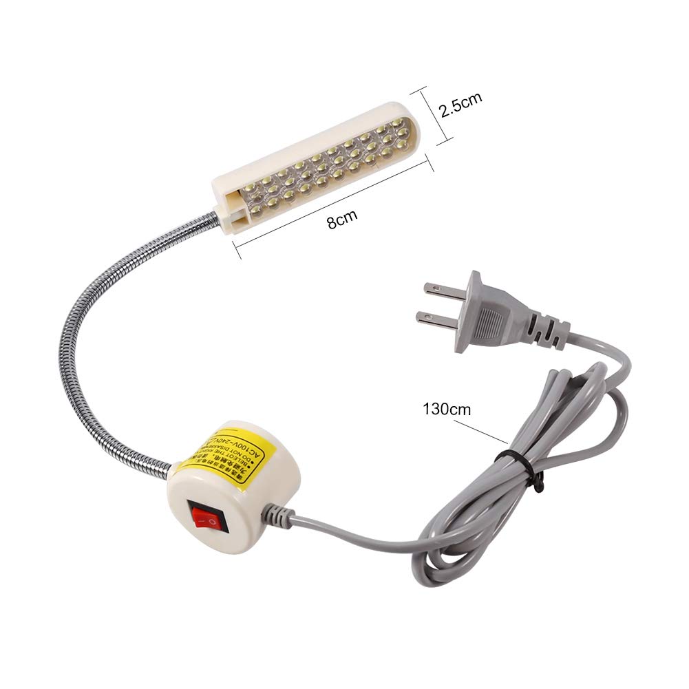EVTSCAN 30 LED Magnetic Base Sewing Machine Light - AC 110V-240V Adjustable Work Light for Crafting, Quilting & DIY Projects - Bright Illumination for Sewing, Embroidery & Detailed Handwork