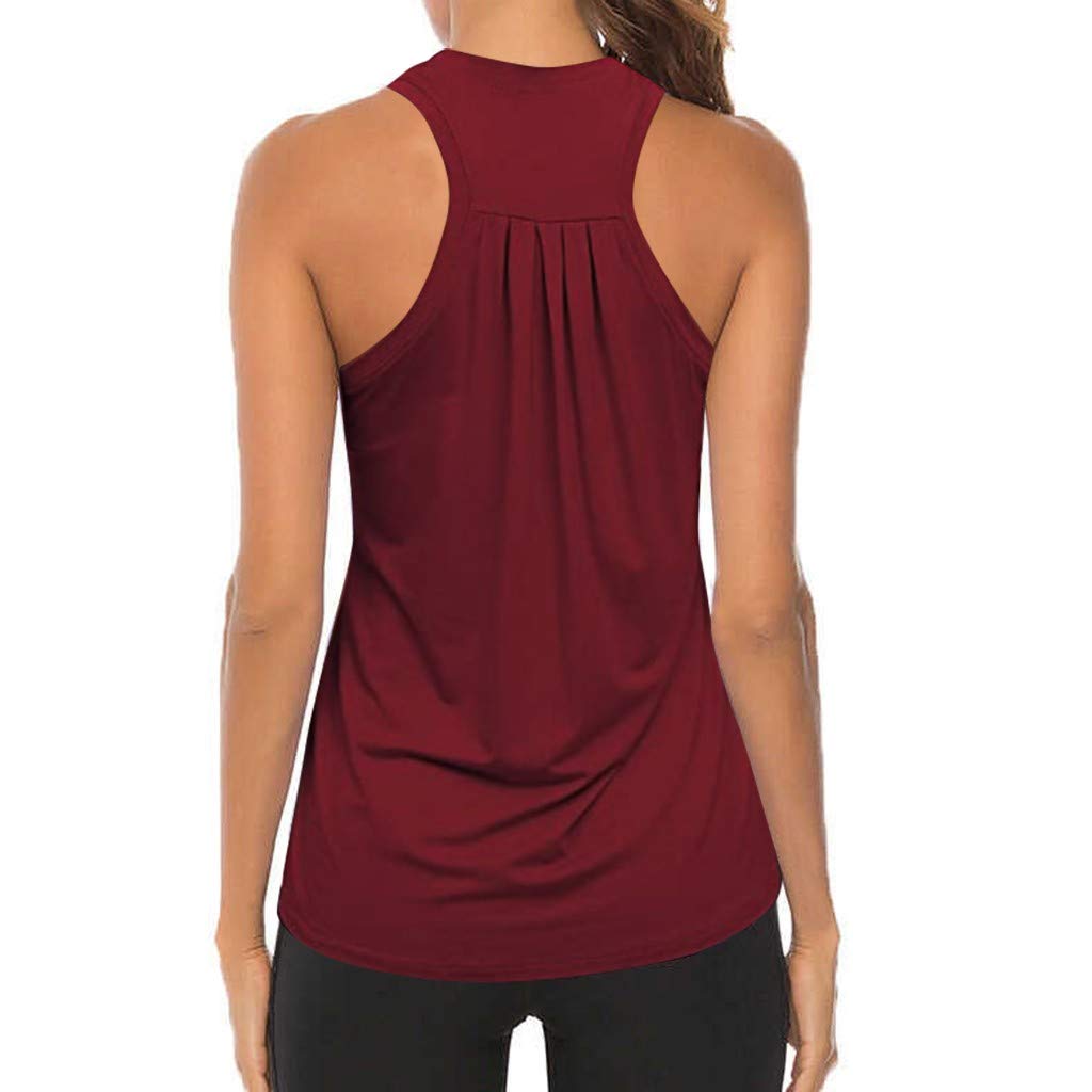 DEATU Women's Pleated Yoga Tank Top - Racerback Workout Shirt, Cute & Comfy Athletic Muscle Tee for Summer, Gym, Running, Yoga & Casual Wear