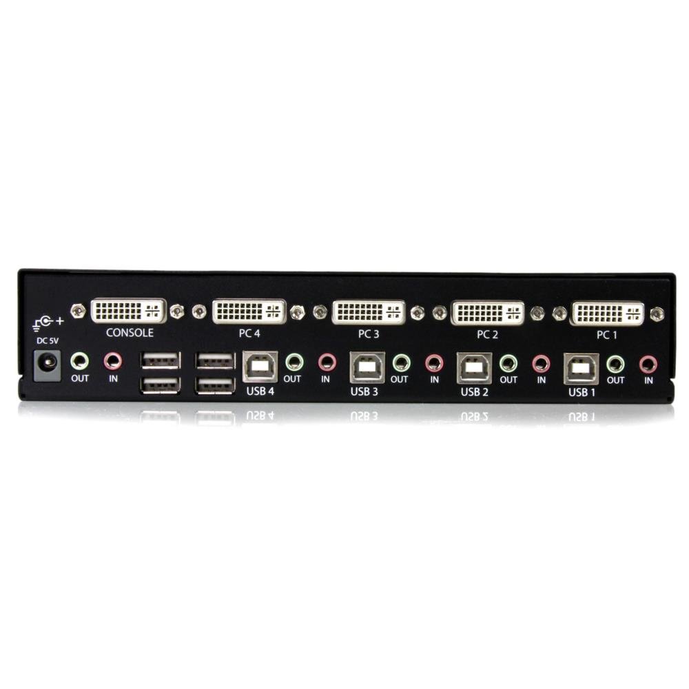 StarTech.com 4-Port DVI KVM Switch with Audio | 1U Rack-Mount for Multiple Computers | TAA Compliant (SV431DVIUA) | Ideal for Data Centers & Office Workstations