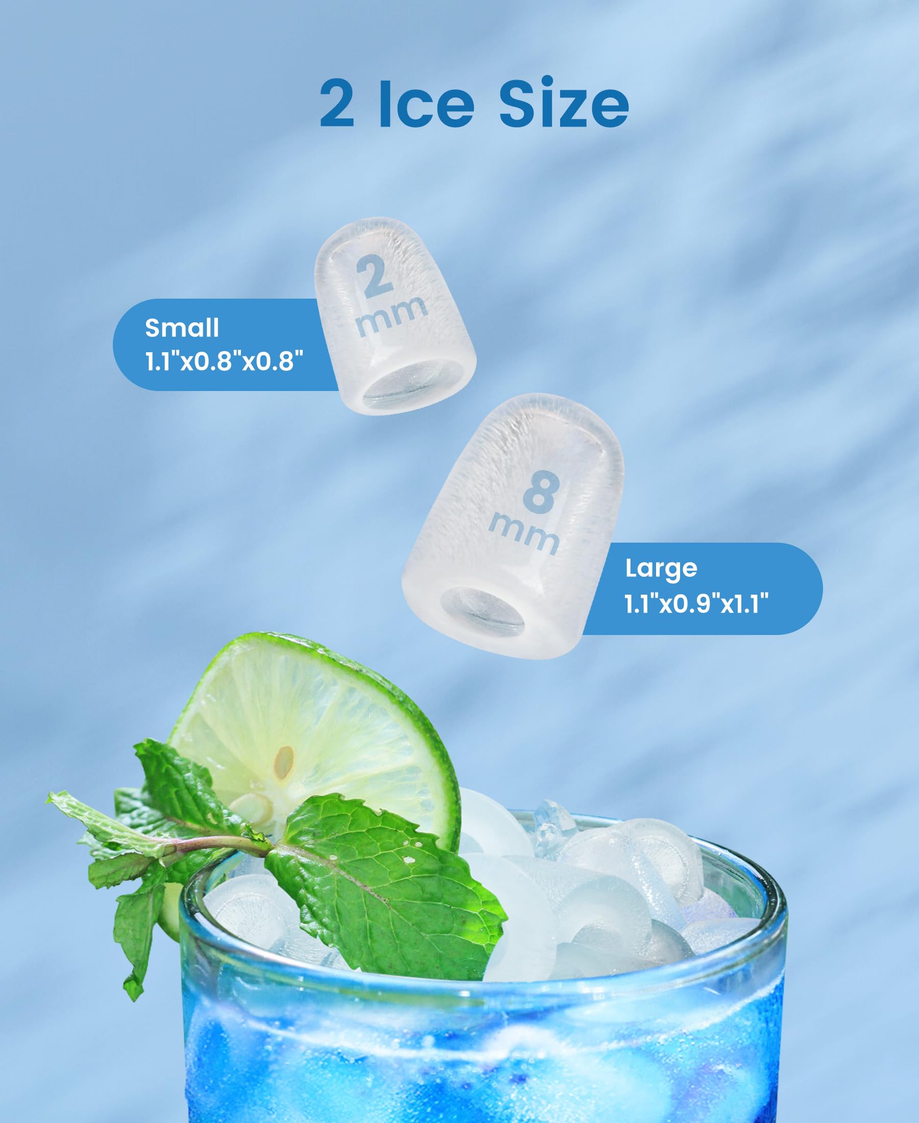 COWSAR Countertop Ice Maker Machine - 26.5lbs/24H, Makes 9 Bullet Ice Cubes in 6 Minutes, Self-Cleaning with Ice Basket & Scoop, 2 Ice Size Options - Perfect for Home Kitchen, Office, Parties, Camping & RV Trips (Black)