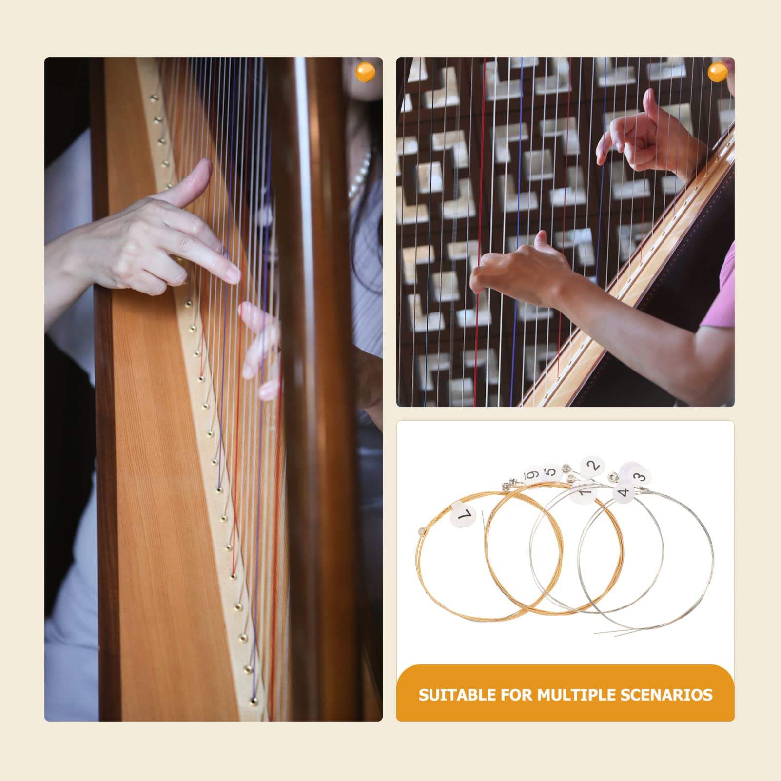 Vaguelly Practical Steel Lyre Harp Strings Kit - Replacement Strings for Lyre Instruments - Perfect for Professional Musicians & Beginners (Ideal for Performances, Practice & Studio Recording)