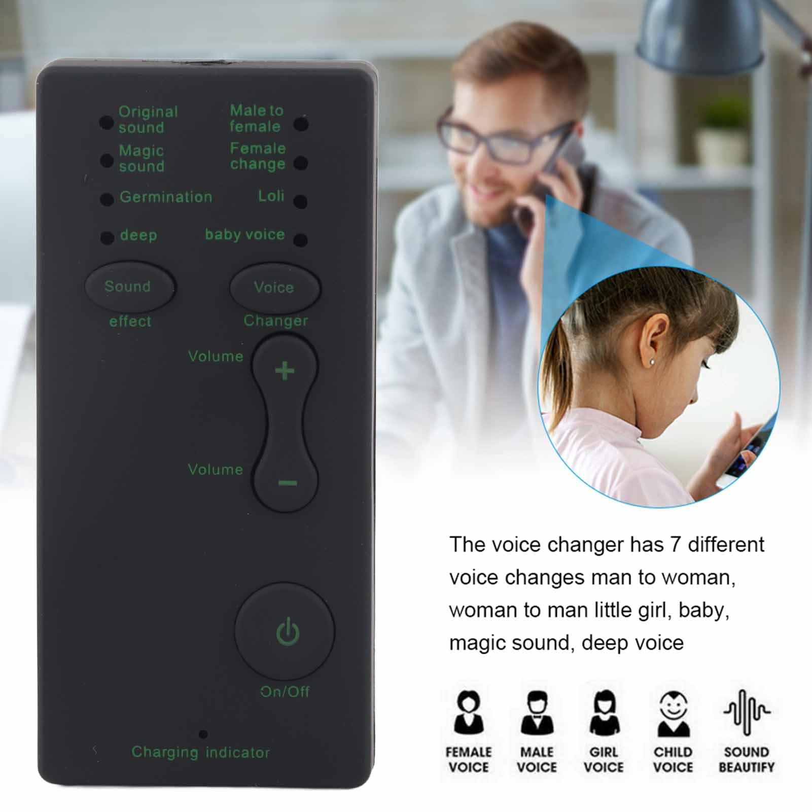 OKJHFD Mini Voice Changer Device - Portable Sound Card for Mobile Phone, Computer, Laptop - Perfect for Gaming, Live Streaming, and Voice Modulation
