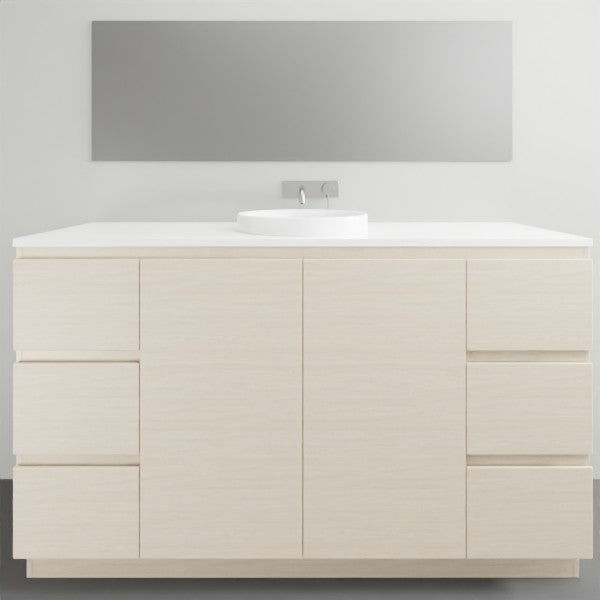 ADP Glacier Lite Ensuite Vanity Set with Solid Surface Top - 3-Piece Door and Drawer Bathroom Vanity for Modern Homes | Perfect for Small Bathrooms, Guest Suites & Apartment Remodels