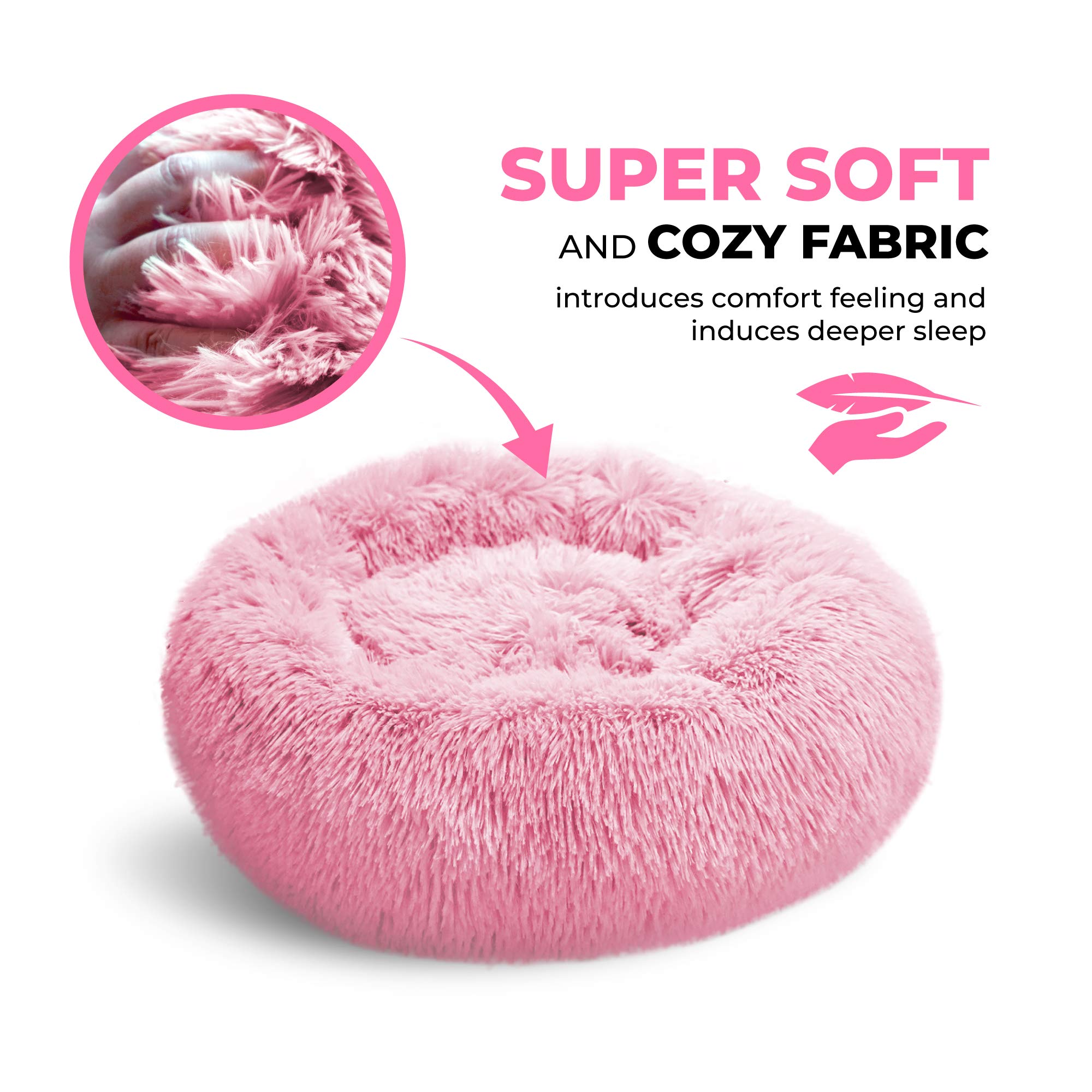 **Whiskers & Friends Orthopedic Washable Cat Bed - Soft Fluffy Round Pet Bed for Small to Large Cats & Dogs - Calming Indoor Pet Furniture for Kittens & Small Dogs (Perfect for Living Room, Bedroom & Travel)**