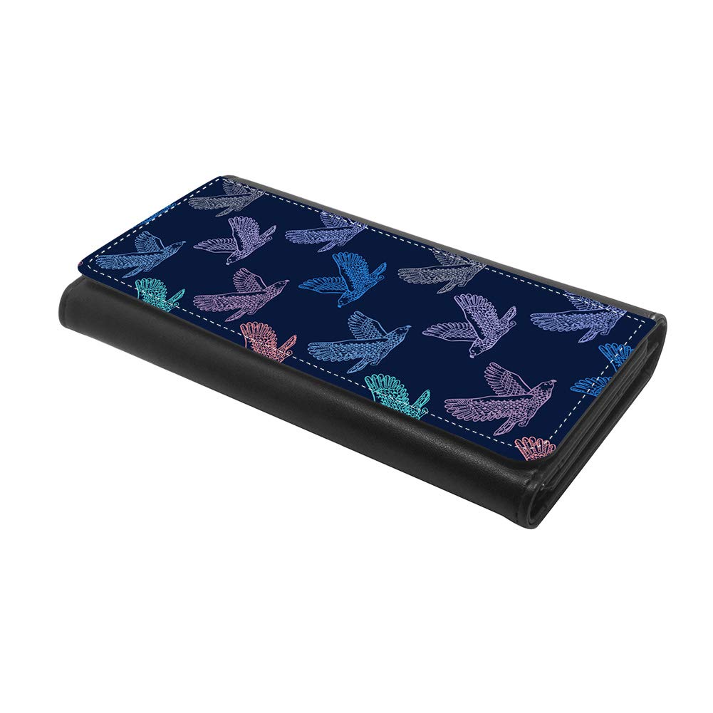 Flying Eagle Women's Patterned Leather Buckle Trifold Wallet with Credit Card Holder & Phone Pocket - RFID Blocking Wallet for Women, Perfect for Travel, Shopping & Everyday Use