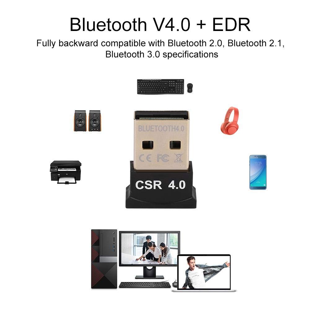 ASHATA CSR4.0 Mini USB Bluetooth Adapter Wireless Dongle Receiver for Mouse, Keyboard, Headset - Plug & Play Bluetooth Connectivity for PC, Laptop, Home Office & Gaming Setup