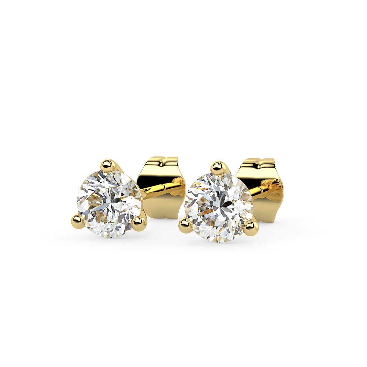 1/2 to 4 Carat Lab Grown Diamond Round Stud Earrings for Women - 14k Gold Earrings (G-H, VS1-VS2, cttw) | 3-Prong Martini Set Brilliant Cut Push Back Studs by Carbon Atelier | Perfect for Weddings, Anniversaries & Special Occasions