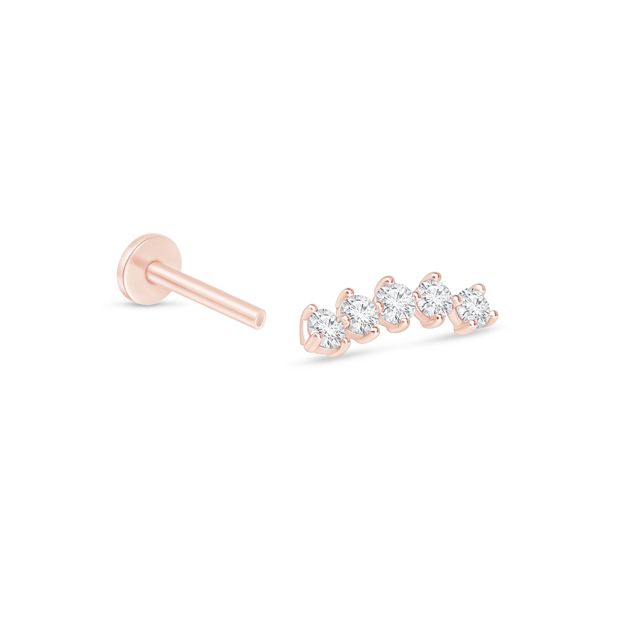 14K Rose Gold Diamond Constellation Ear Climber Flat Back Stud Earrings - Perfect for Parties, Weddings & Everyday Elegance