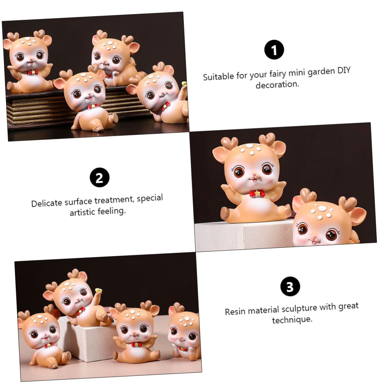 Balacoo 8-Piece Cute Deer Figurine Set - Brown Resin Animal Toys for Kids, Children's Room Decor, Educational Number Learning Toys | Perfect for Nursery Decor, Birthday Gifts & Playroom Display
