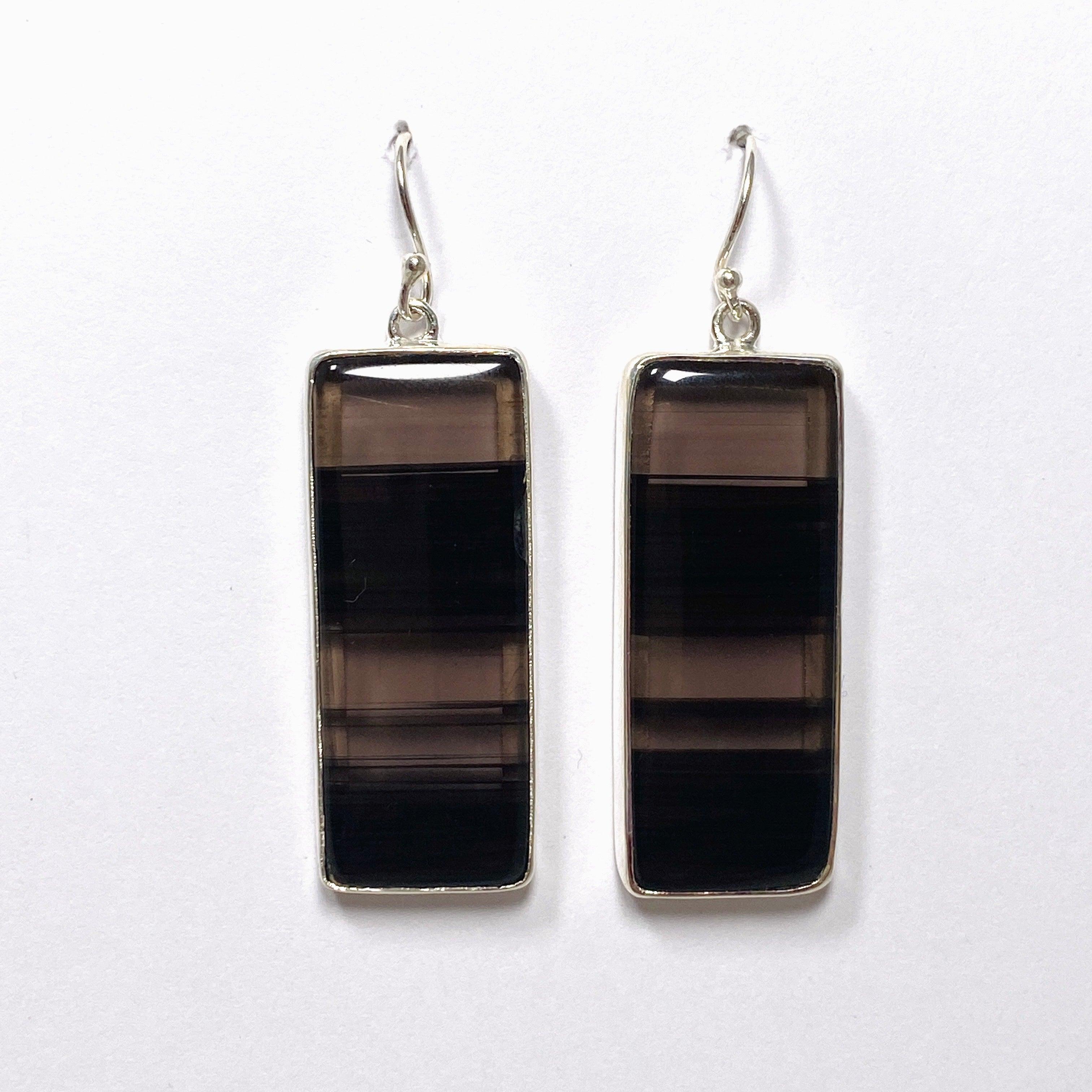 Midnight Obsidian Rectangular Earrings for Women - Elegant Black Gemstone Jewelry KEGJ1498 - Perfect for Evening Parties, Date Nights & Special Occasions