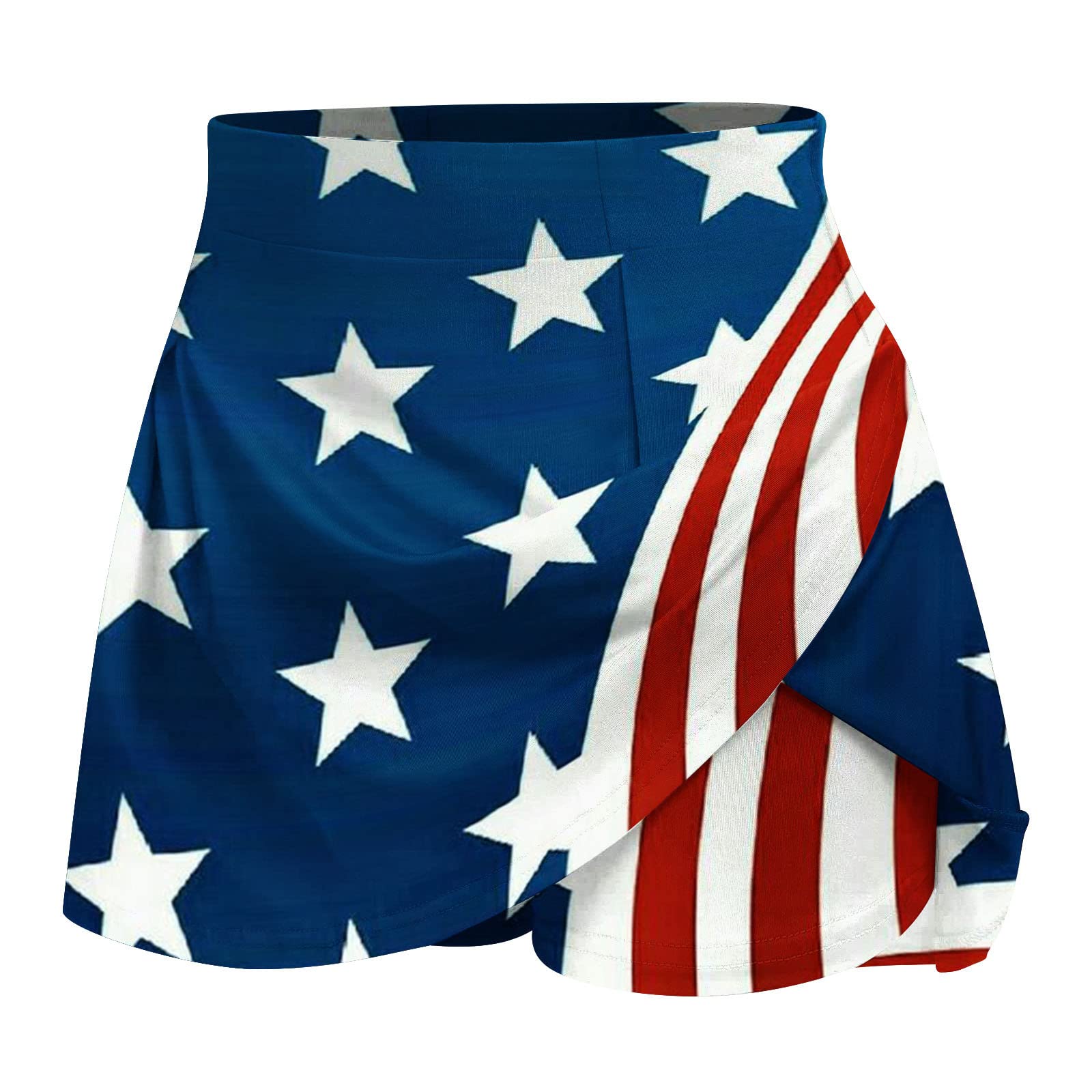 USA Flag Cheerleading Skorts - Women's 4th July Shorts for Beach & Summer