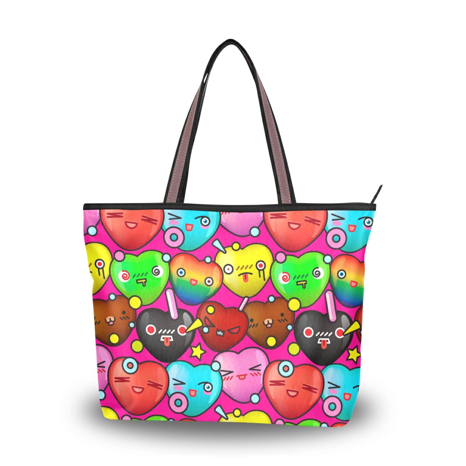 Stylish Heart Print Tote Bag for Women - Reusable Shoulder Handbag, Cute Beach Bag for Travel, Shopping & Daily Use
