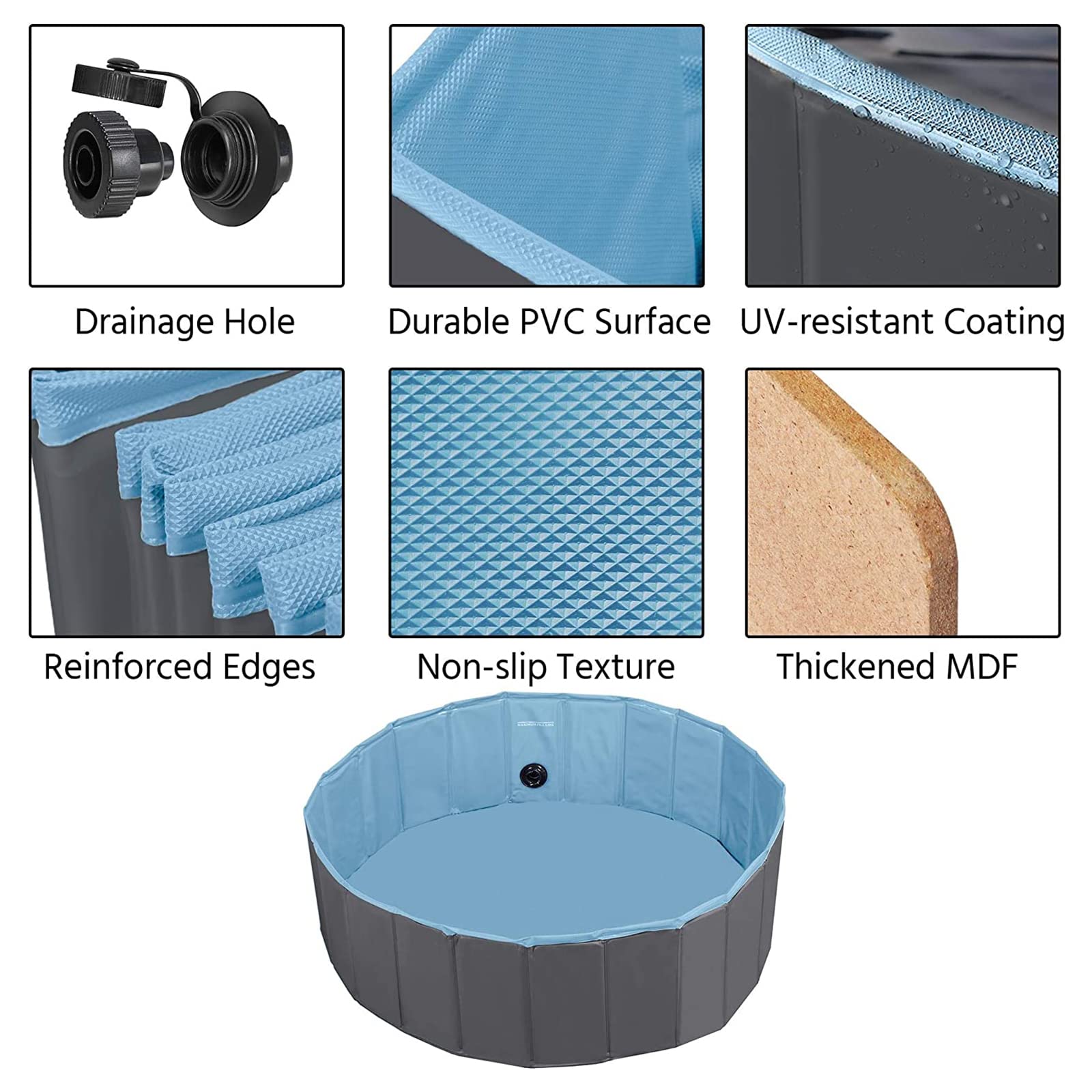 Foldable Dog Pool for Pets & Kids - Collapsible Portable PVC Pet Swimming Bath Tub - Non-Slip Kiddie Pool for Dogs, Cats & Puppies - Indoor & Outdoor Use for Bathing, Playtime & Summer Cooling