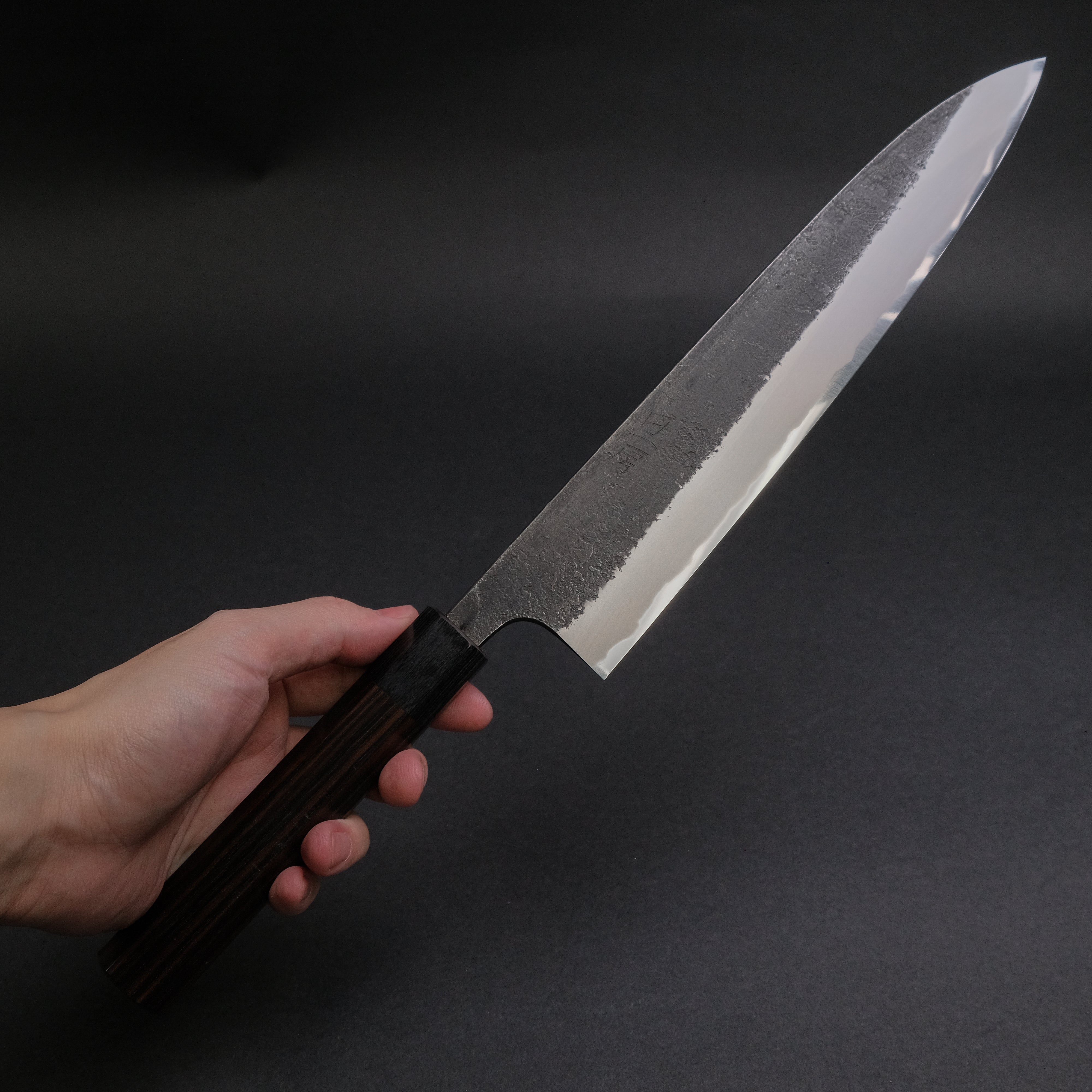 Premium Akifusa Wakui Kurouchi Nashiji Blue #2 Gyuto 240mm Japanese Chef Knife with Ebony Handle - Perfect for Sushi, Meat Slicing & Professional Kitchen Use