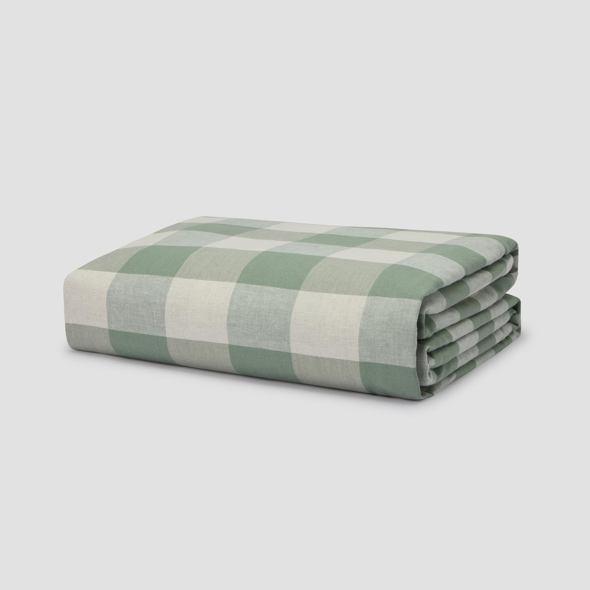 Elm Green Emsworth Plaid Linen Blend Duvet Cover Set - Soft & Breathable Bedding for All Seasons - Perfect for Master Bedroom, Guest Room & Dorm Decor