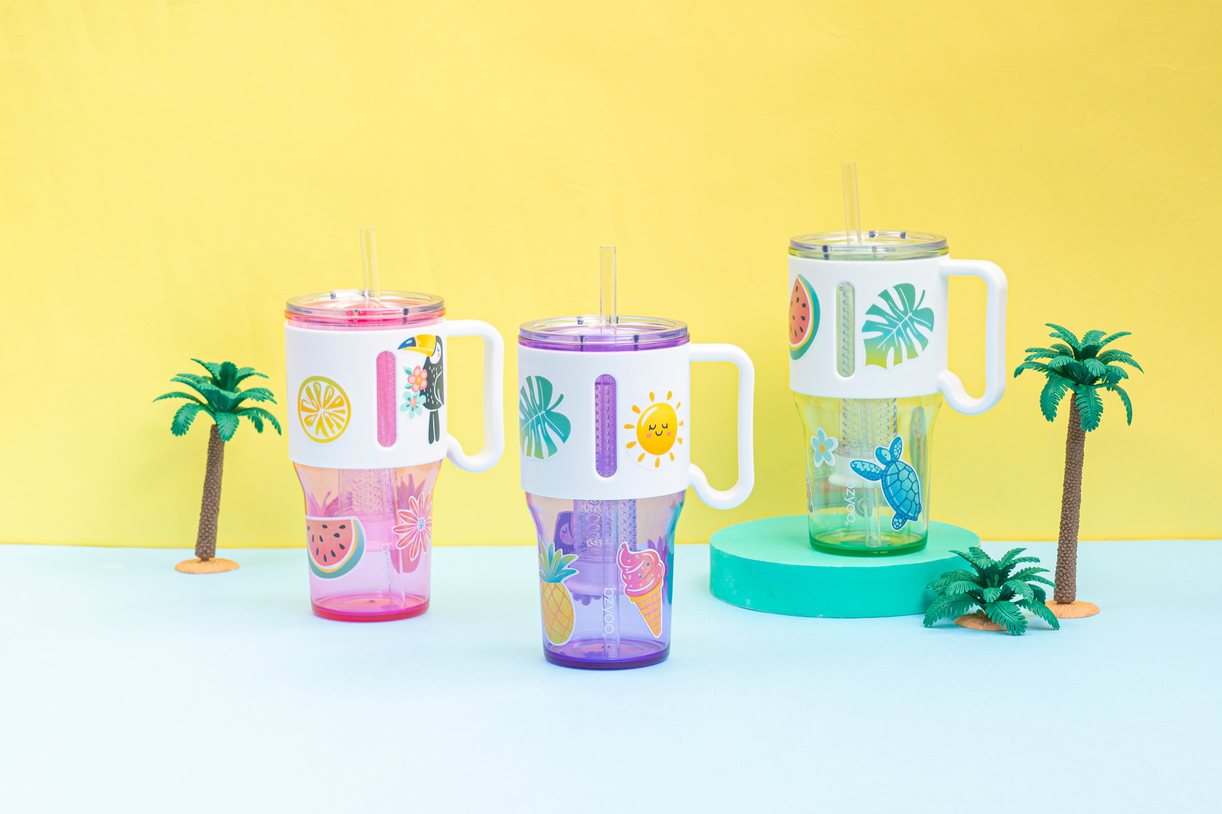 35oz Clear Insulated Tumbler with Straw - Reusable Leak-Proof Travel Mug, Amethyst Purple - Perfect for Iced Coffee, Smoothies & Hydration On The Go