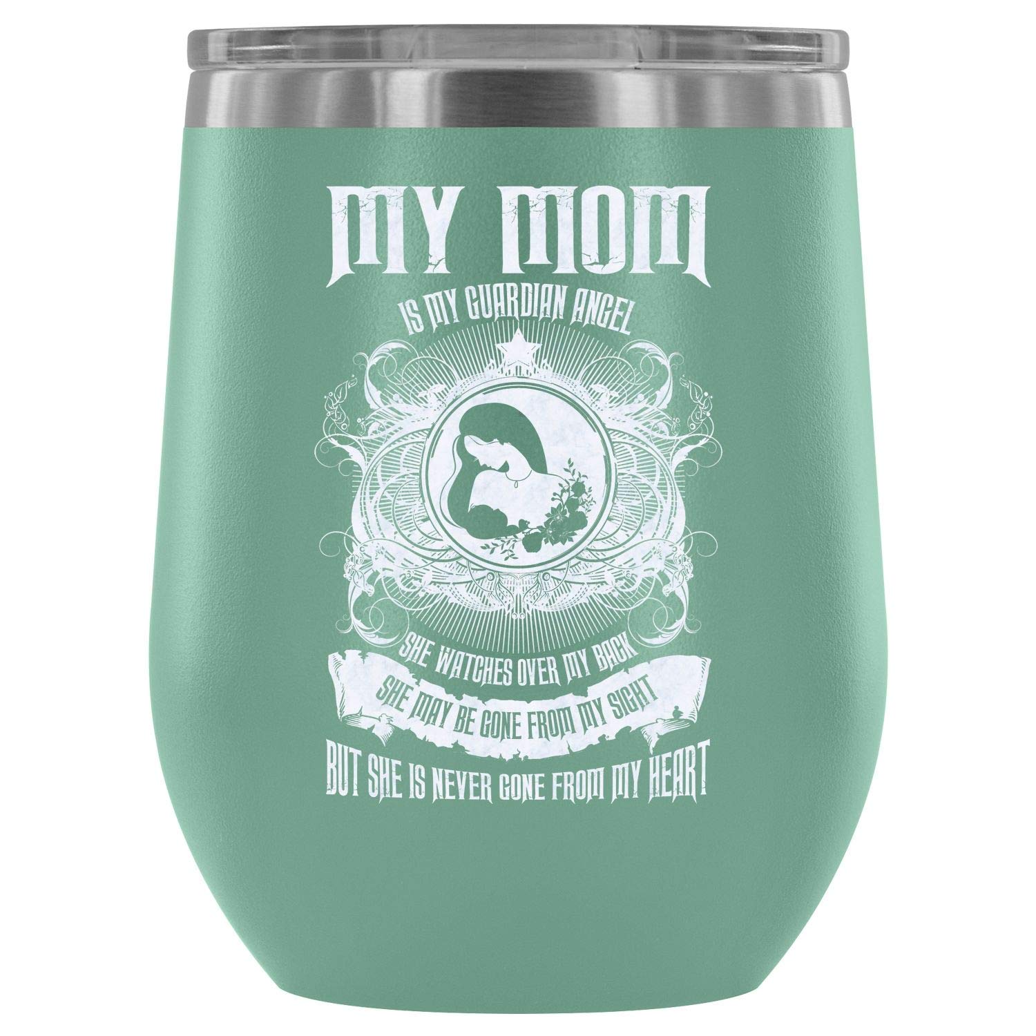 Stainless Steel Stemless Wine Tumbler 12oz - Vacuum Insulated Teal Wine Glass for Mom - Perfect for Gifts, Outdoor Picnics & Relaxing at Home
