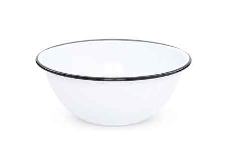 Vintage Style Enamelware Serving Bowl 2 Quart - Black Rim Crow Canyon - Perfect for Farmhouse Dining, Picnics & Rustic Kitchen Decor