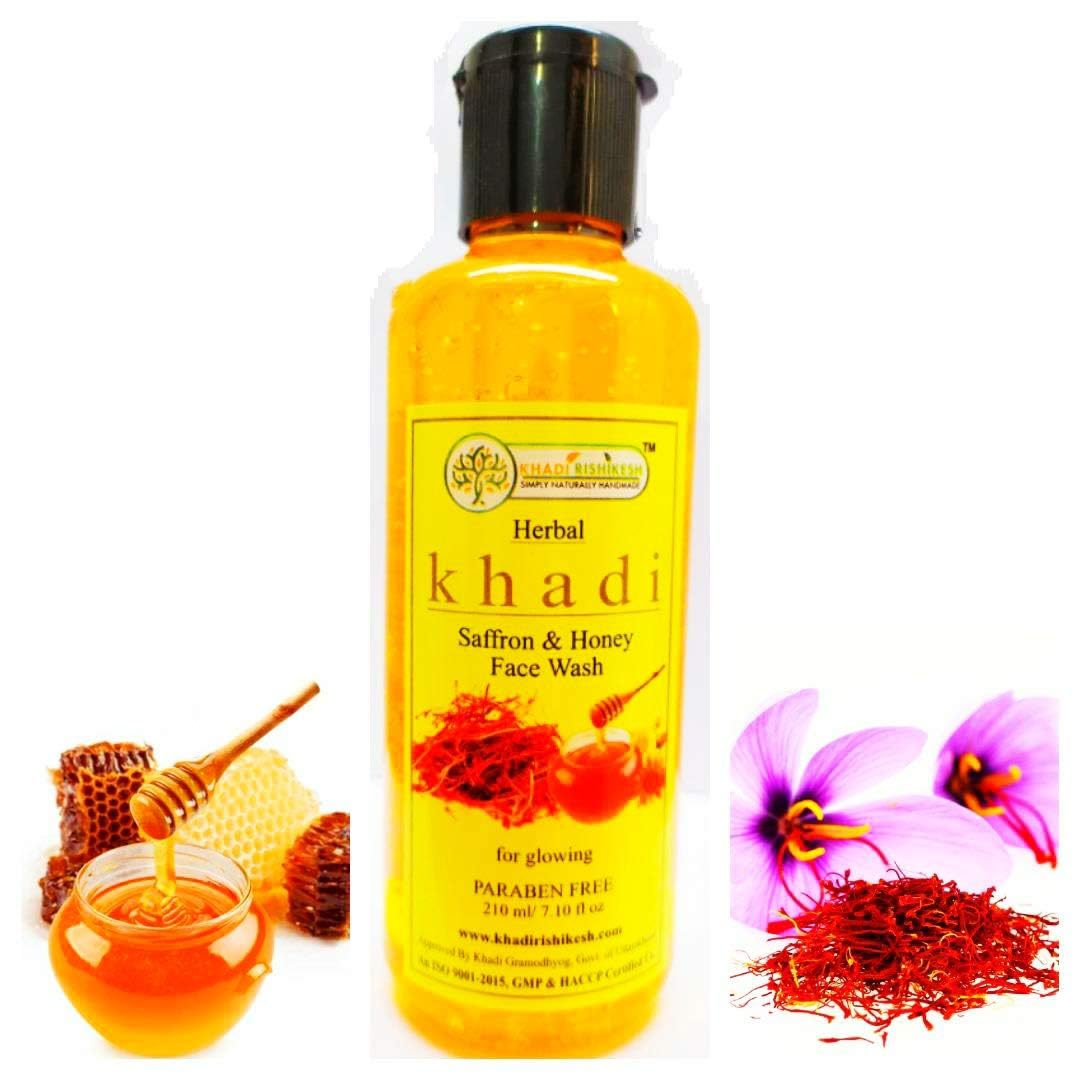 Khadi Rishikesh Herbal Saffron & Honey Body Wash for Radiant & Glowing Skin - Treats Dull & Dry Skin, Improves Skin Tone - Unisex for Men & Women (210ml) - Perfect for Daily Shower & Spa-Like Skincare Routine