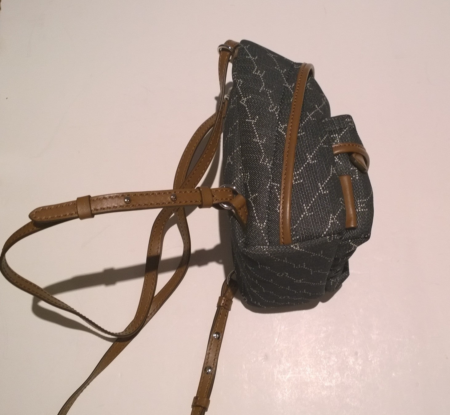 Stella McCartney Vegan Leather Trim Logo Denim Mini Backpack - Stylish Crossbody Bag for Women, Perfect for Travel, Shopping & Everyday Use