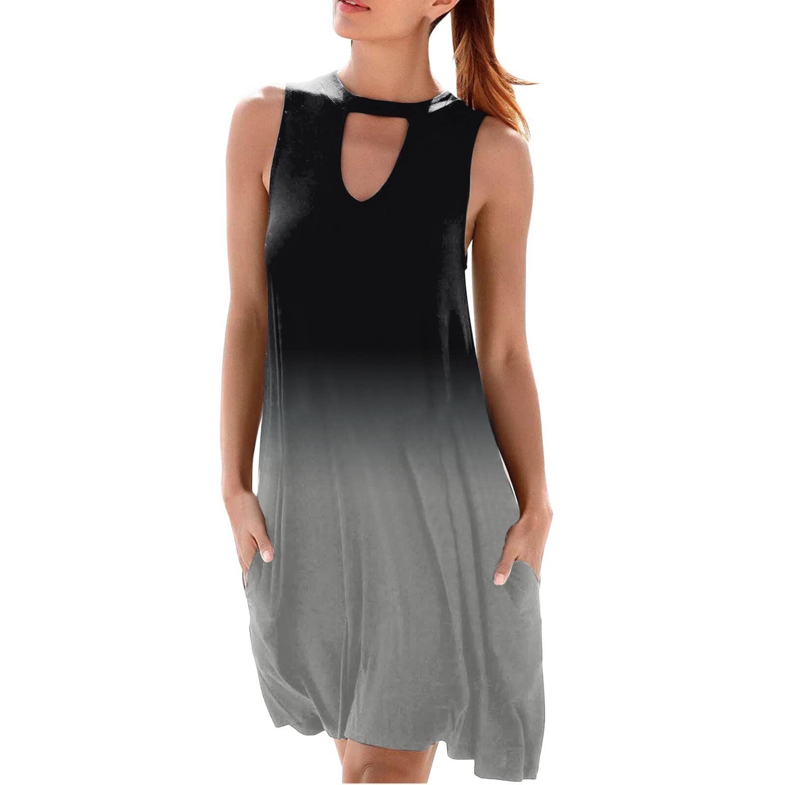 Stylish Women's Summer Sleeveless Mini Dress with Pocket - Flattering Neckline for Vacation, Beach, Party & Casual Outings