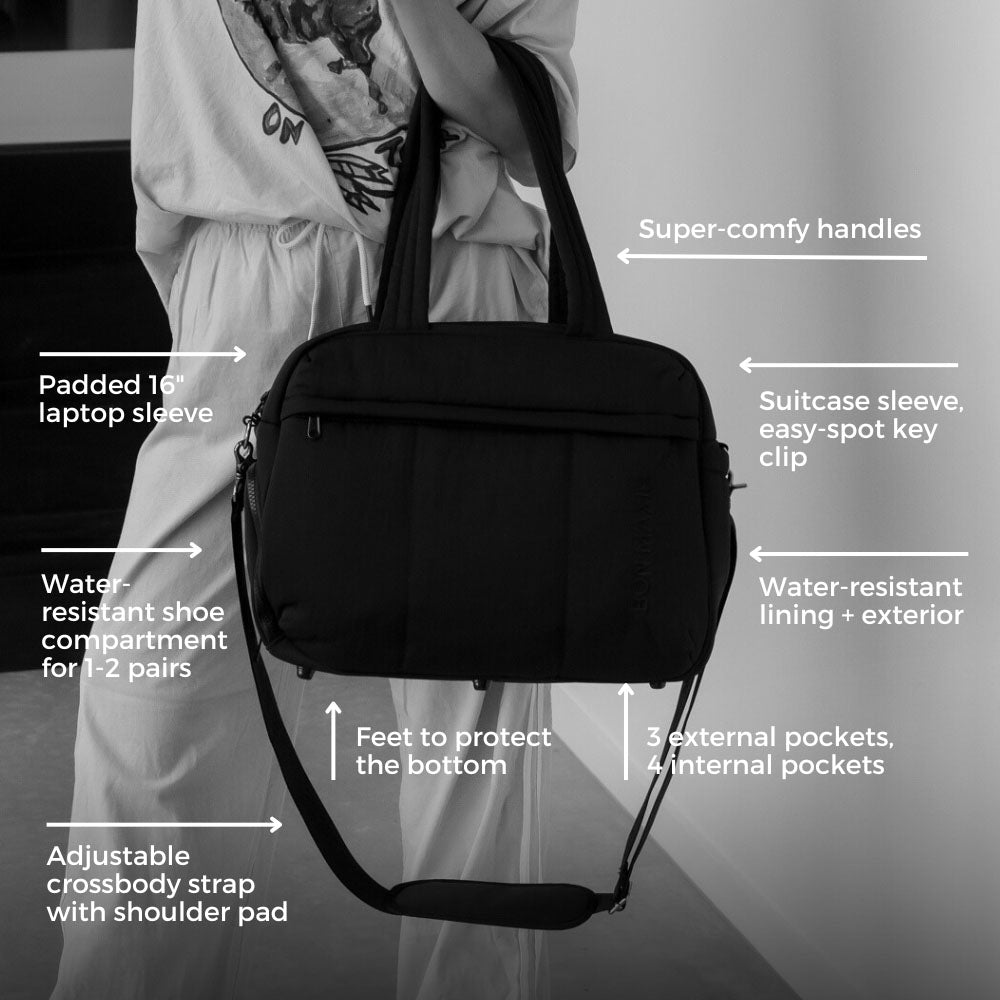 Premium Everyday Duffel Bag - Large Travel Gym Sports Bag for Men & Women - Waterproof Durable Carry-On with Shoe Compartment - Perfect for Workouts, Travel & Weekend Getaways (Black)
