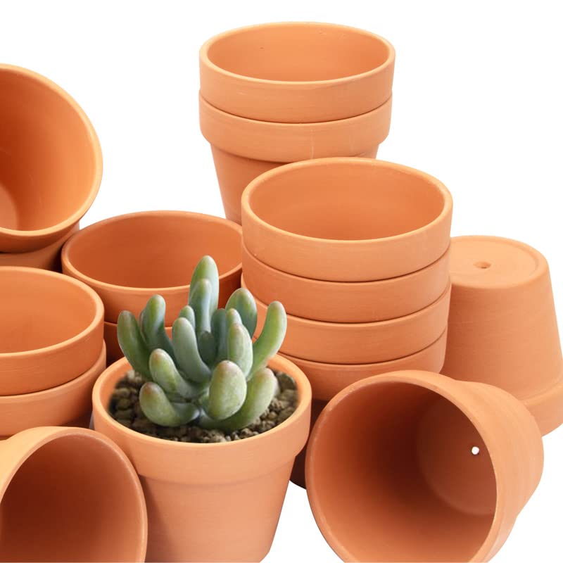 26 Pack 4 Inch Terracotta Clay Pots for Plants - Ceramic Flower Pots, Cactus & Succulent Planters, Garden Nursery Containers - Perfect for Indoor Herb Garden, Balcony Decor, and Outdoor Gardening