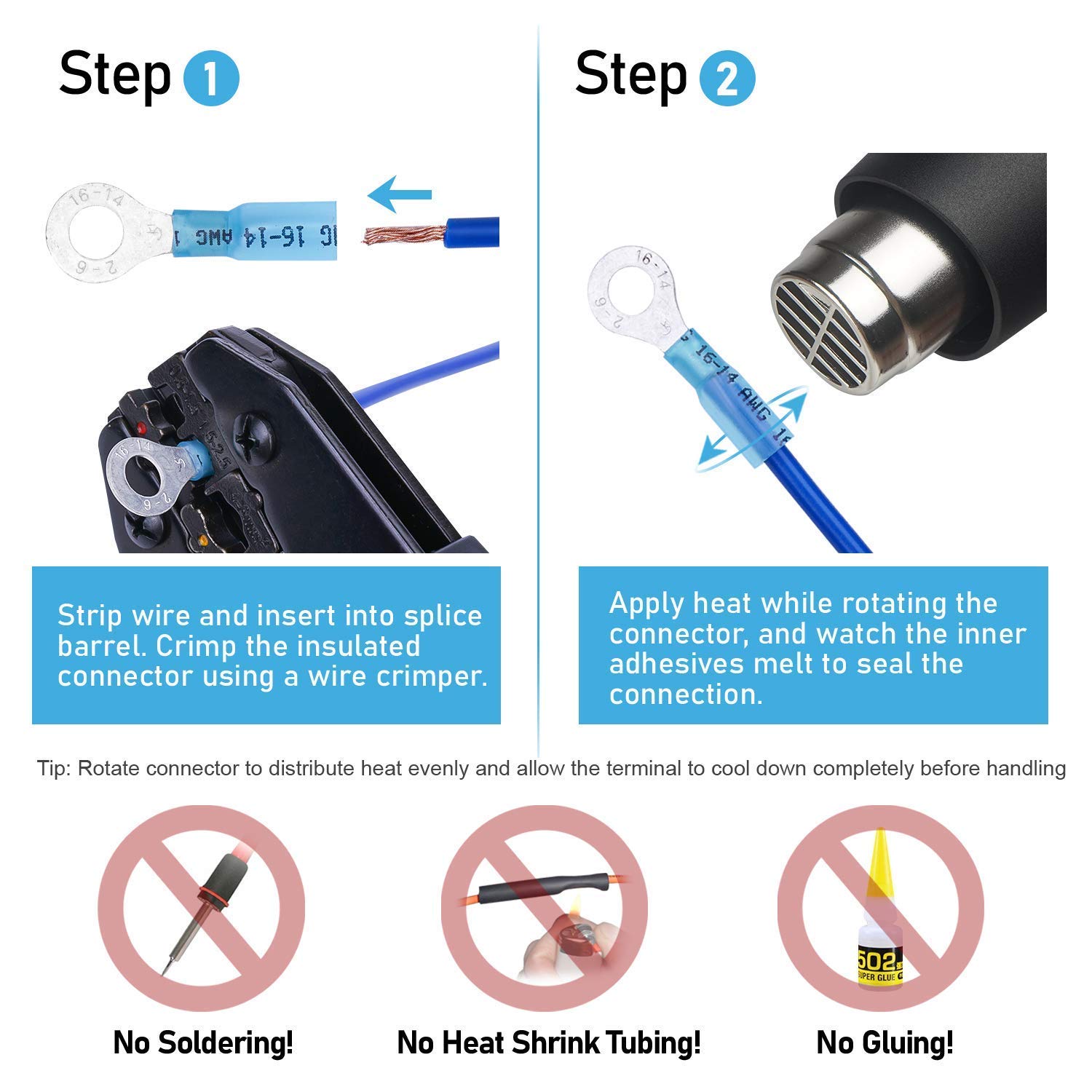 TICONN 250PCS Heat Shrink Tubing & 150PCS Solder Seal Wire Connectors Kit - Waterproof Electrical Wire Connectors for Automotive, Marine, and DIY Electronics Projects