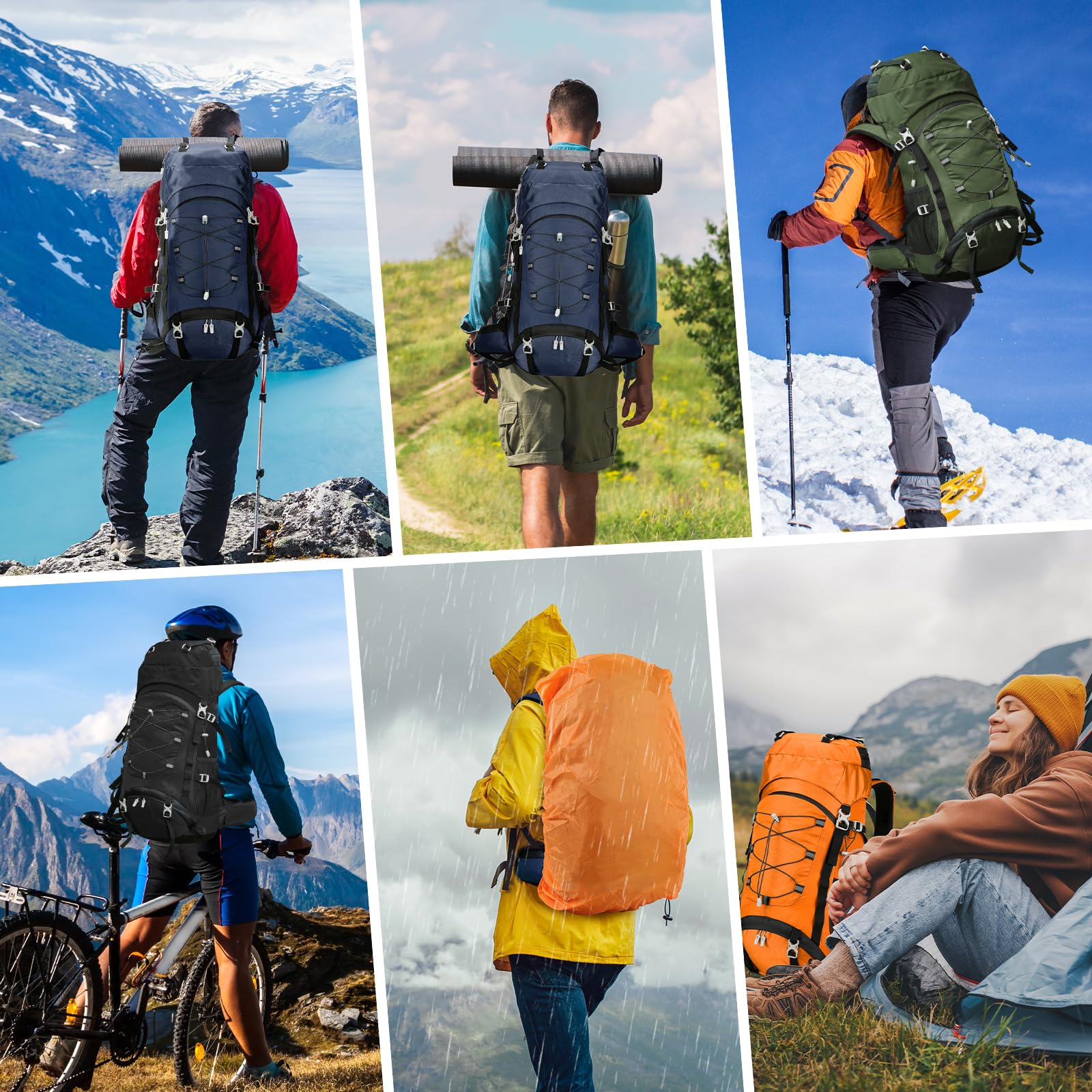 60L Waterproof Hiking Backpack for Men - Lightweight Camping Backpack with Rain Cover, Large Outdoor Rucksack for Backpacking, Travel & Trekking | Durable Black Design for Adventure Enthusiasts