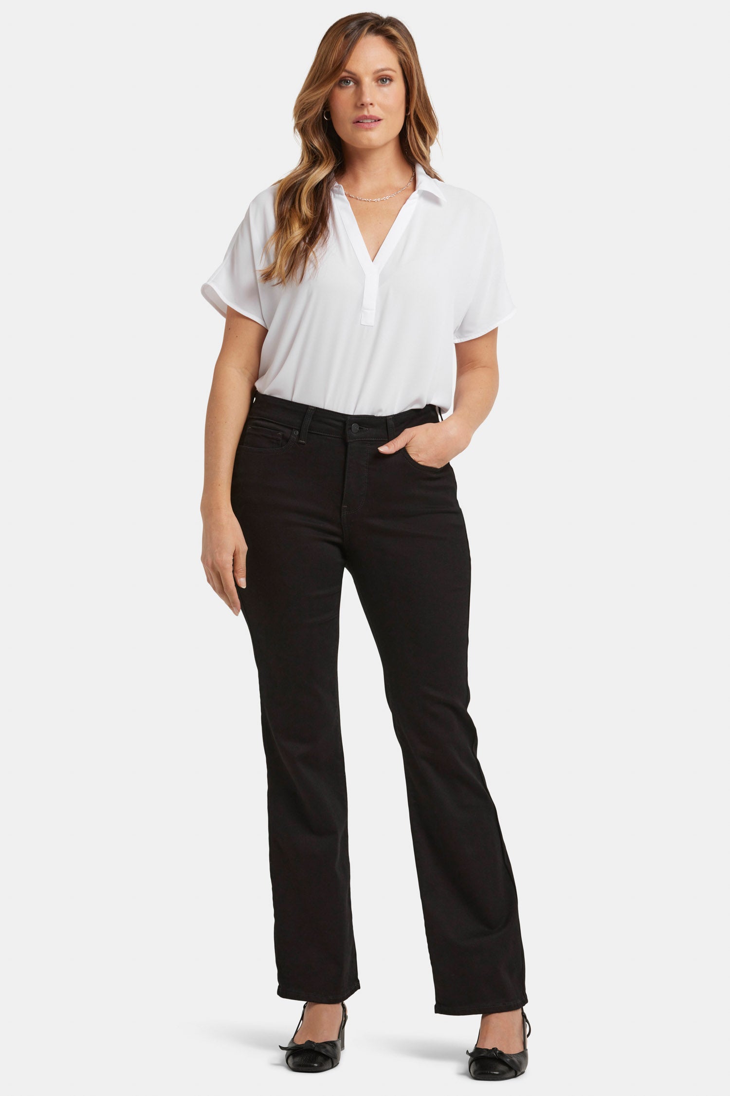Blake Slim Flared Jeans for Women - High Waisted Stretch Denim Pants, Black - Perfect for Casual Wear, Date Night & Office Outfits