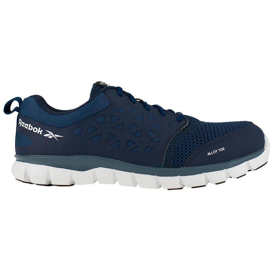 Sublite Cushion Alloy Toe Athletic Work Shoes for Men - Lightweight Safety Shoes with Shock Absorption, Breathable & Comfortable - Blue/White - Perfect for Construction, Warehouse & Industrial Work