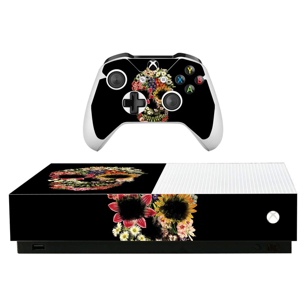 MightySkins Vinyl Decal Wrap Cover for Microsoft Xbox One S All-Digital Edition - Floral Skull Design | Protective, Durable, Customizable Skin | Easy to Apply & Remove | Made in USA | Perfect for Gaming Setups & Personalization