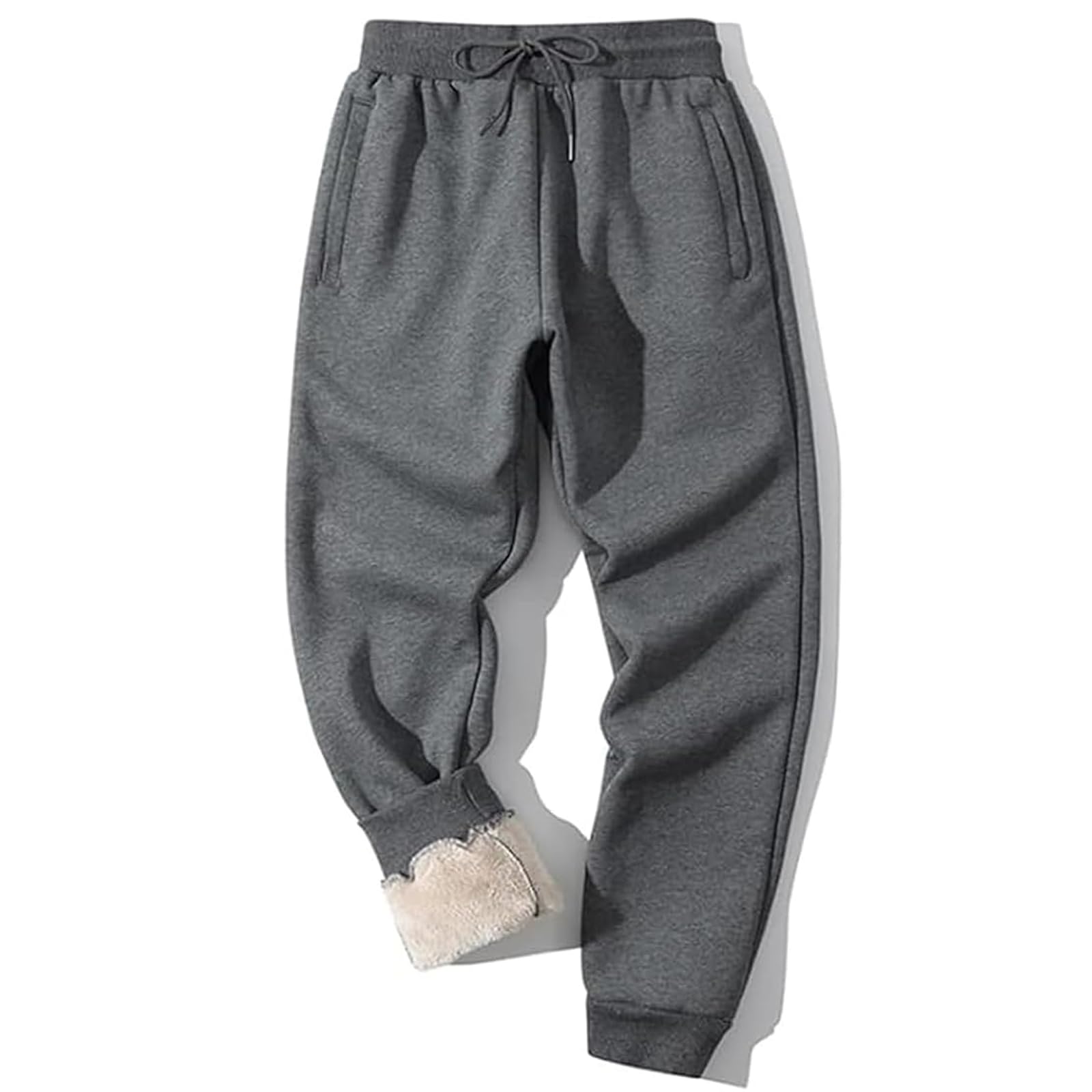 Shiyifa Men's Winter Fleece-Lined Sweatpants - Thermal Sherpa Joggers with Pockets for Cold Weather | Warm Activewear for Running, Hiking & Outdoor Activities