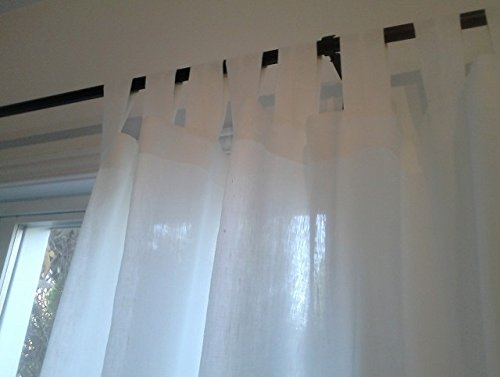 Premium Linen Tab Top Curtains - White & Ivory Set of 2 (53