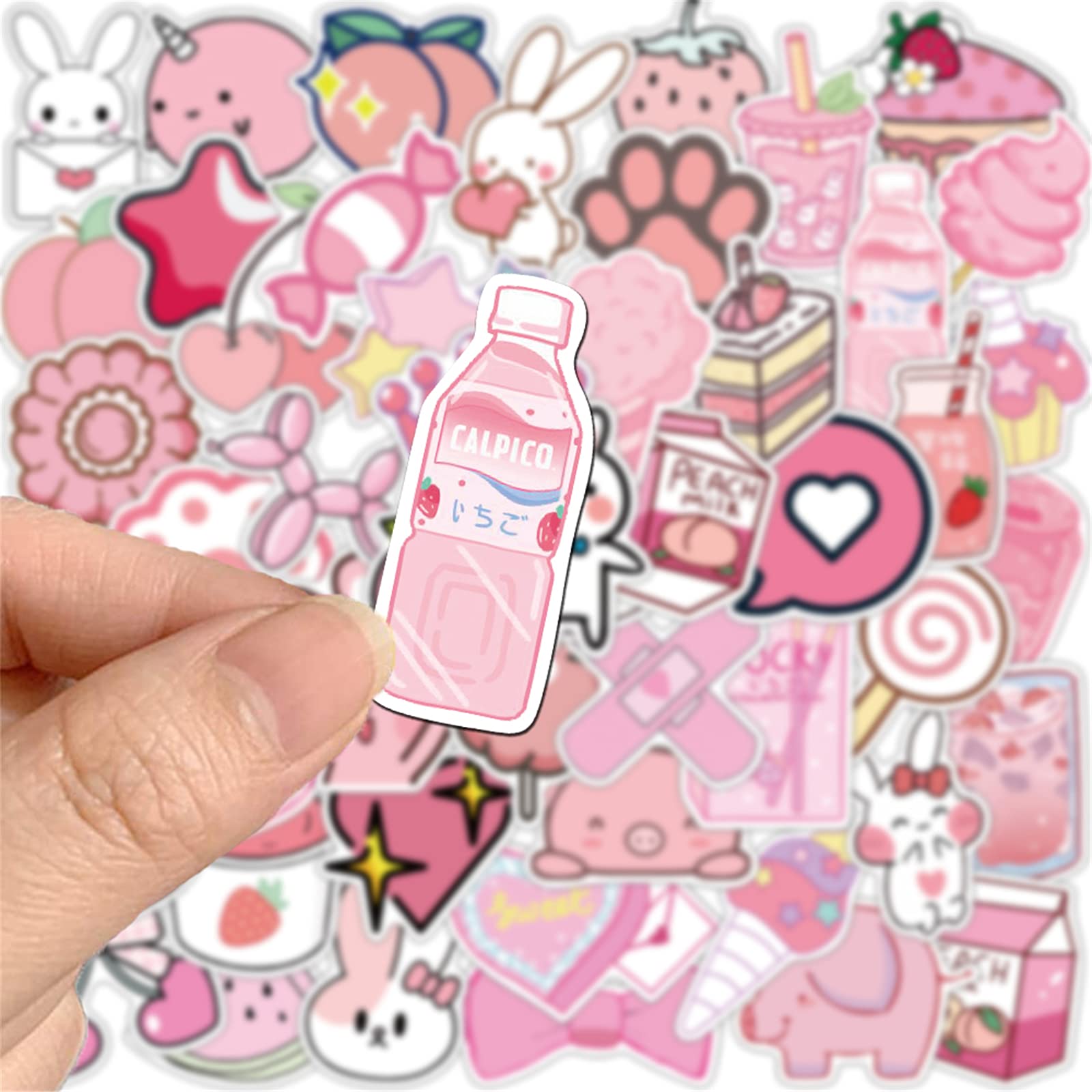 50PCS Kawaii Cute Waterproof Stickers for Kids & Teens - Aesthetic Pink VSCO Girl Stickers for Water Bottles, Hydro Flask, Laptop, Phone & Car | Perfect for School Supplies, DIY Crafts & Personalizing Accessories