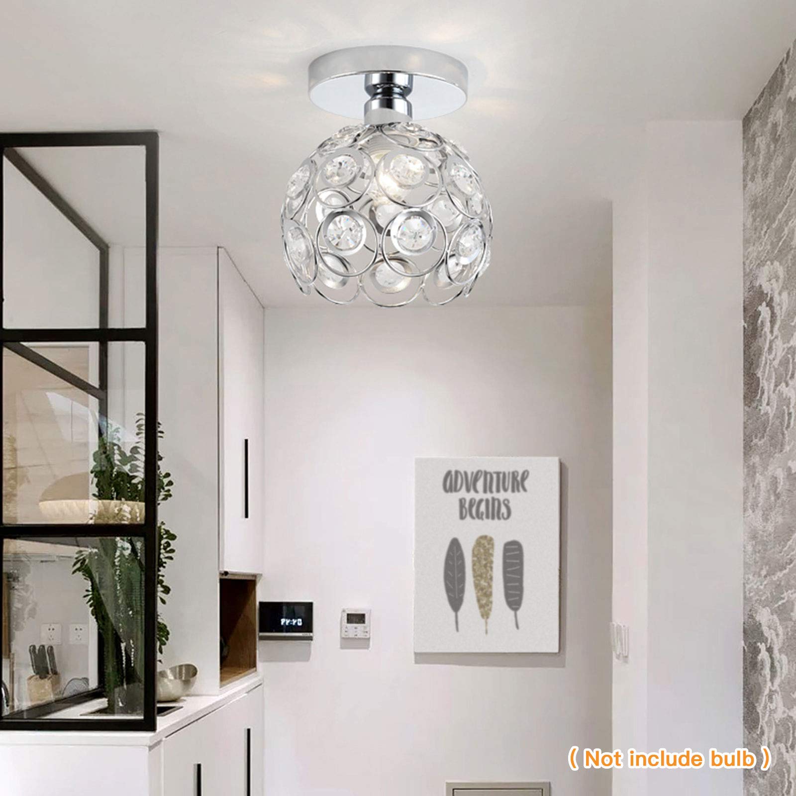 Elegant Silver Mini Chandelier Light Fixture - Handmade Crystal Ceiling Lamp with Semi Flush Mount for Hallway, Foyer & Entryway | Perfect for Indoor Lighting in Closets, Bedrooms & Dining Areas