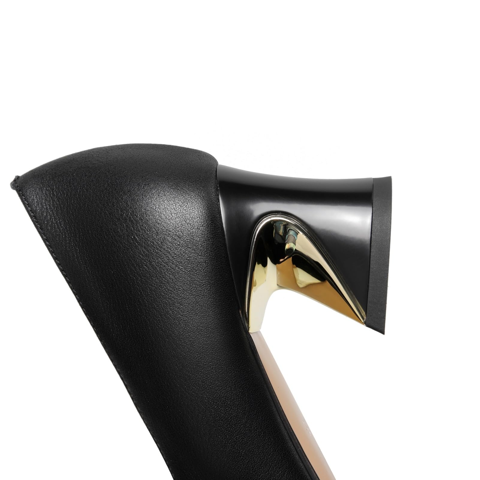 TinaCus Women's Pointed Toe Genuine Leather Chunky Heel Slip-On Pumps with Pearl Decor - Elegant Dress Shoes for Work, Party & Wedding Occasions