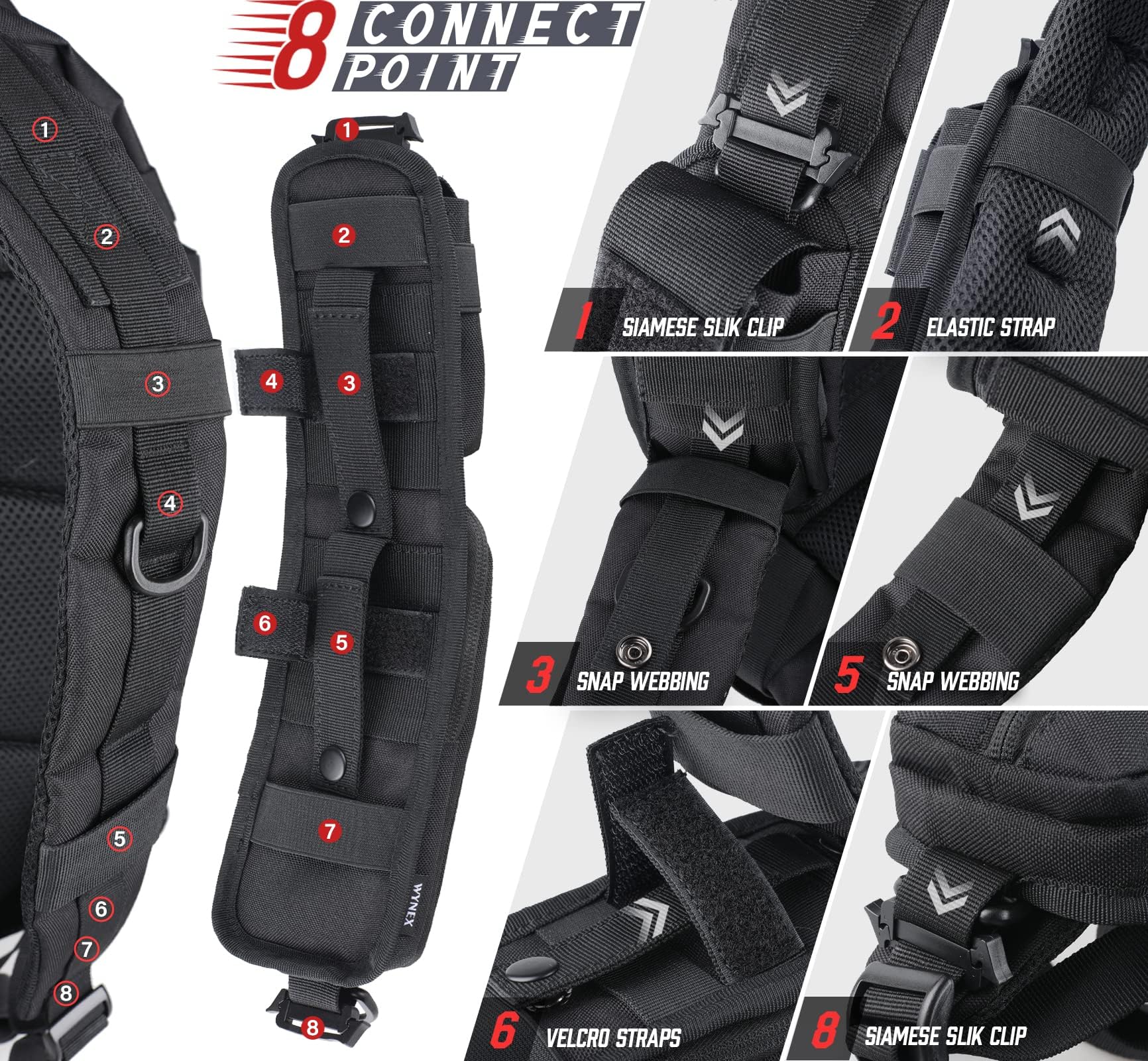 WYNEX MOLLE Accessories Pouch with Zipper Pocket - Tactical Shoulder Strap Bag for Backpack Attachment, Includes Phone Holder - Perfect for Hiking, Camping & Outdoor Adventures