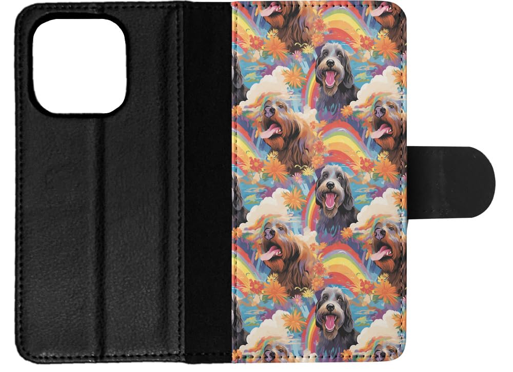 Faux Leather Flip Wallet Phone Case for Apple iPhone 14 Pro - Grand Basset Griffon Vendéen Puppy Dog Pattern - Slim Protective Cover with Card Slots | Perfect for Everyday Use, Travel & Business