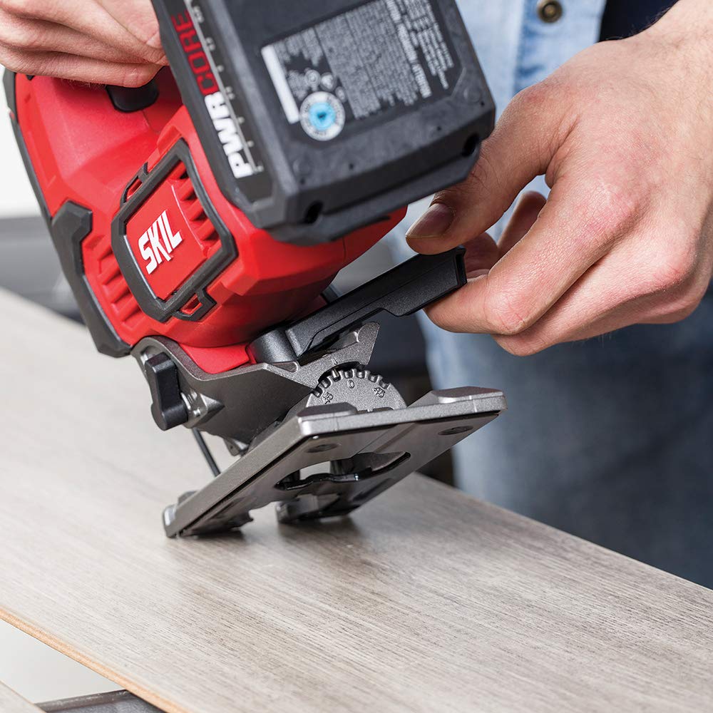 SKIL PWR CORE 20 Brushless 20V Cordless Jigsaw with 1-Inch Stroke - Includes 2.0Ah Lithium Battery, PWR ASSIST USB & PWR JUMP Charger - Perfect for Woodworking, DIY Projects & Home Renovations